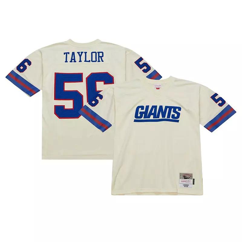 Men's Mitchell & Ness Lawrence Taylor Cream New York Giants Chainstitch Legacy Jersey, Size: 4XL, Beige Product Image