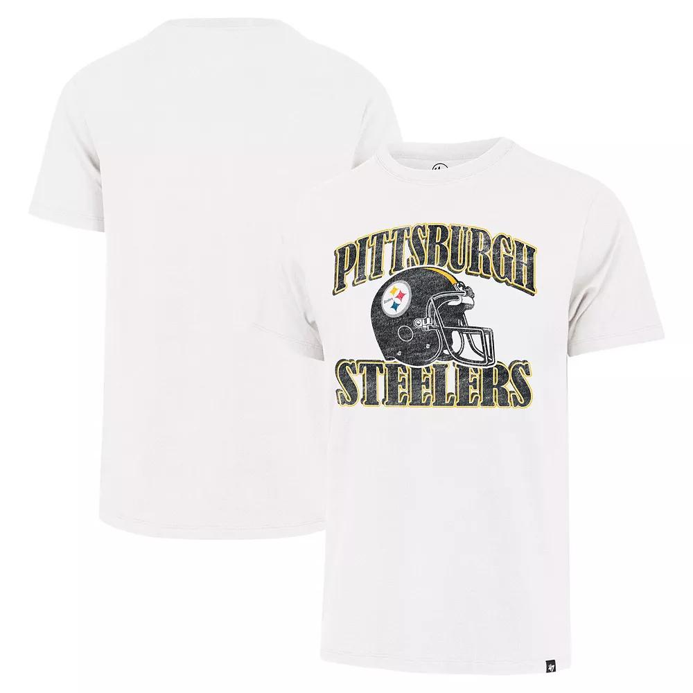 Men's '47 White Pittsburgh Steelers Overrun Franklin Throwback Logo T-Shirt, Size: Medium Product Image