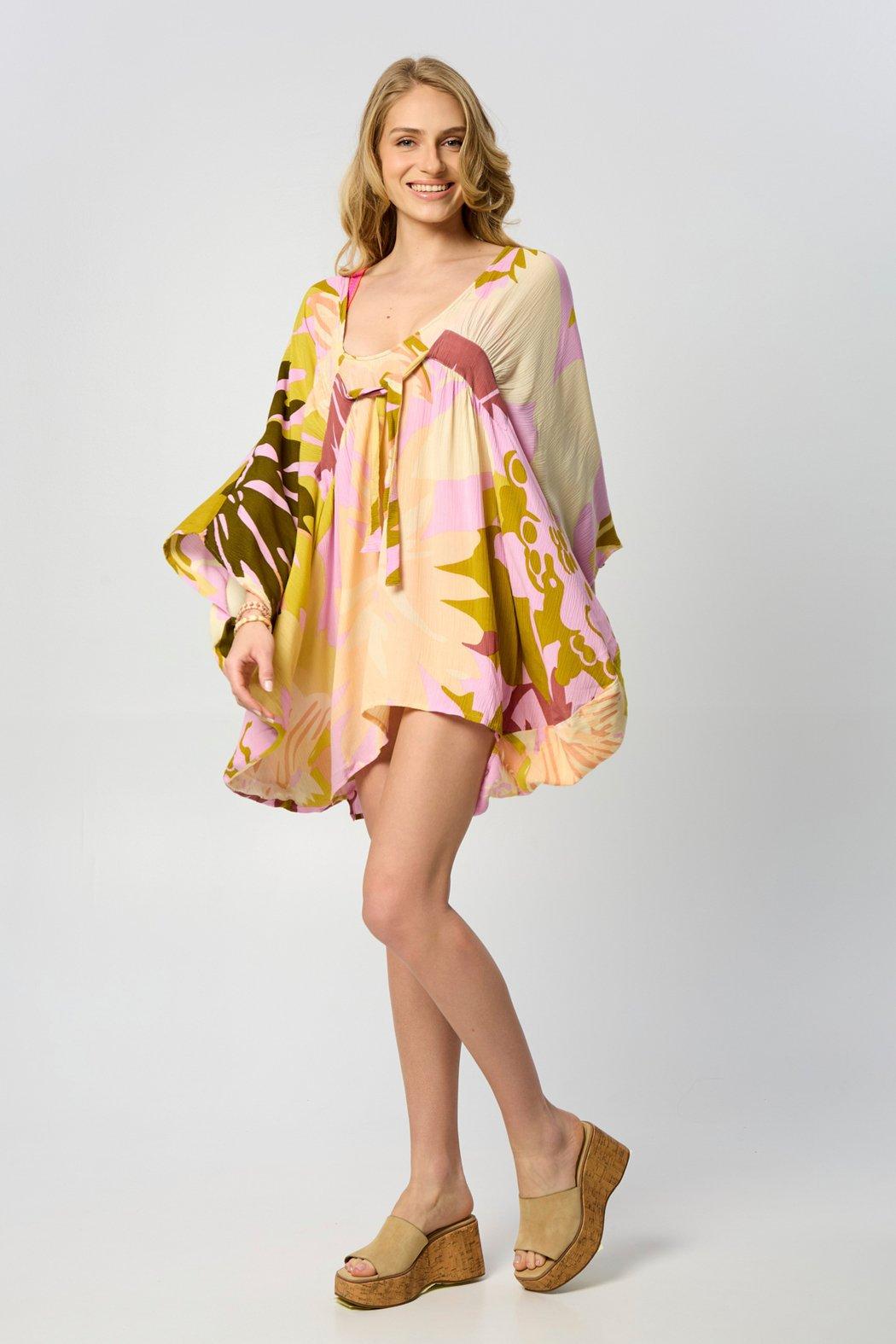 Multicolor Floral Short Kaftan Product Image