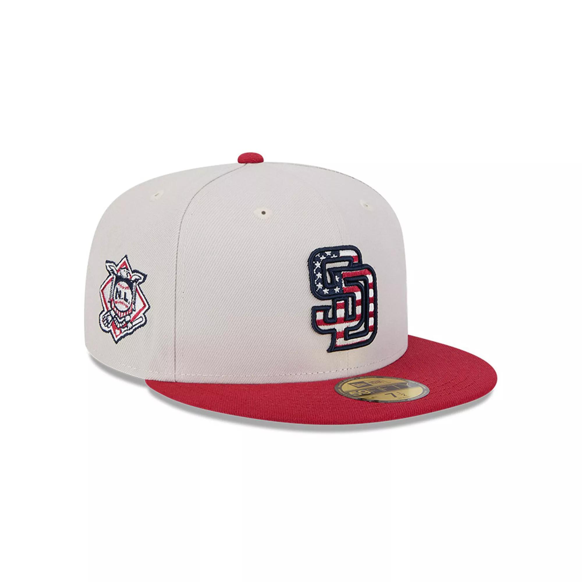 Men's New Era  Khaki/Red San Diego Padres 2024 Fourth of July 59FIFTY Fitted Hat, Size: 7 7/8, Beig K Product Image
