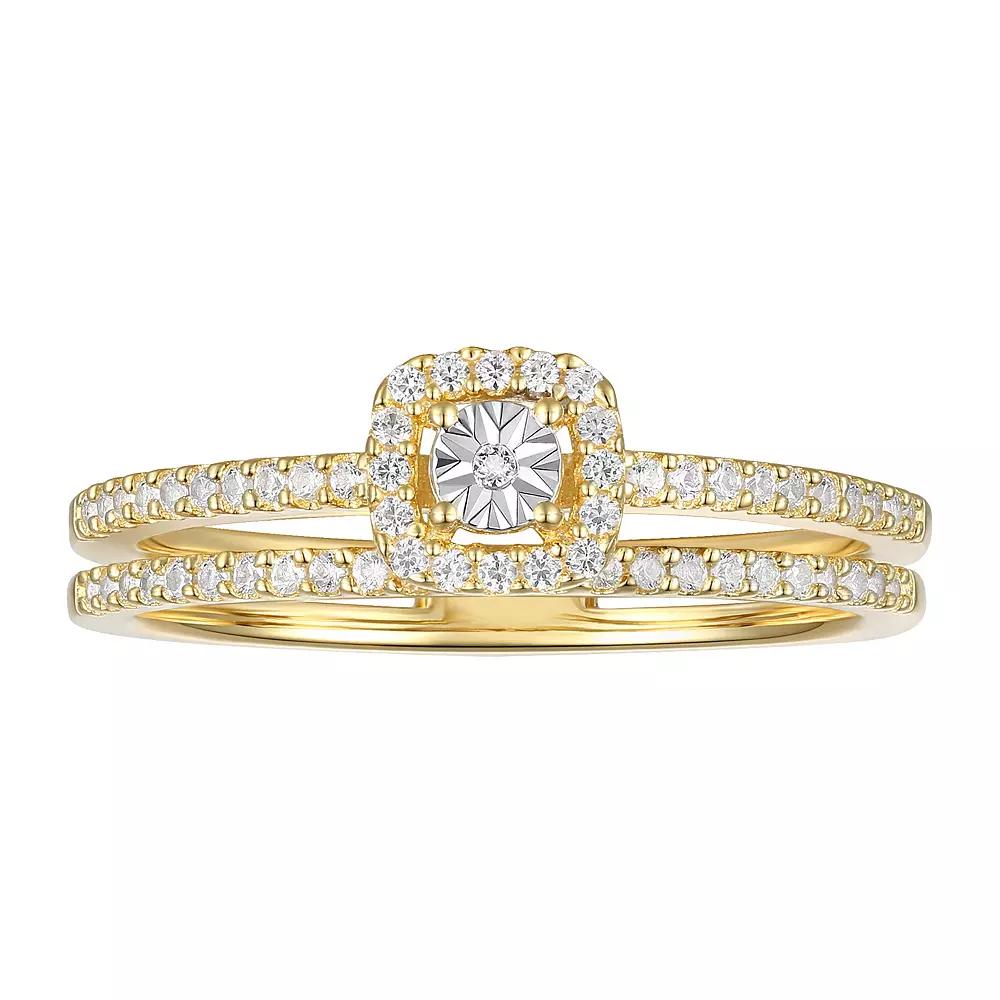 14k Gold Over Silver 1/4 Carat T.W. Diamond Ring, Womens Gold Tone Product Image