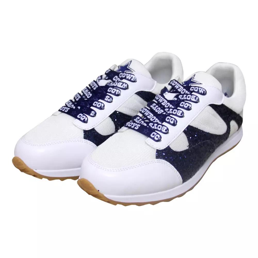 Women's Cuce White Dallas Cowboys Glitter Sneakers,  Product Image