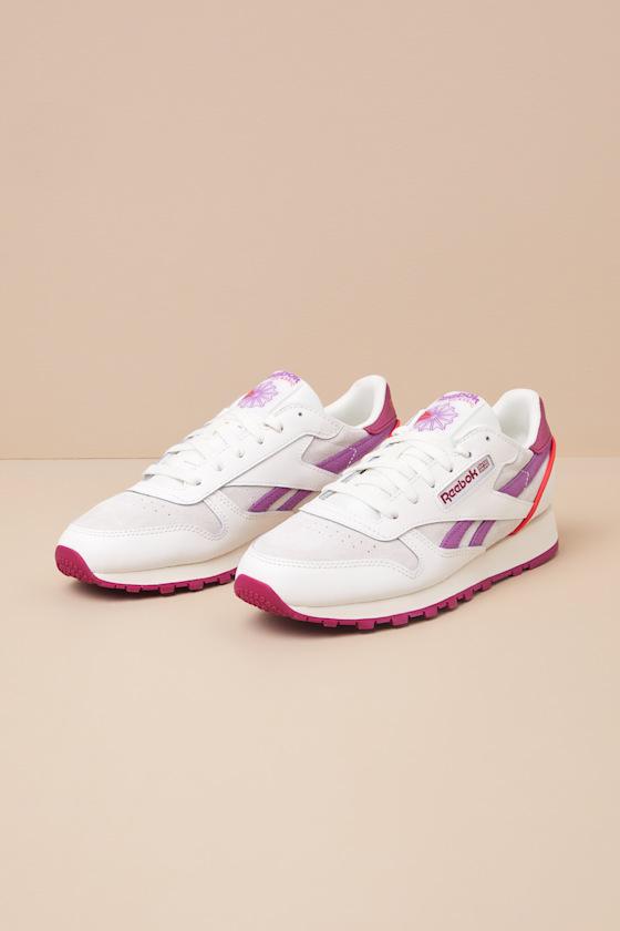 Classic Leather Chalk and Berry Suede Sneakers Product Image