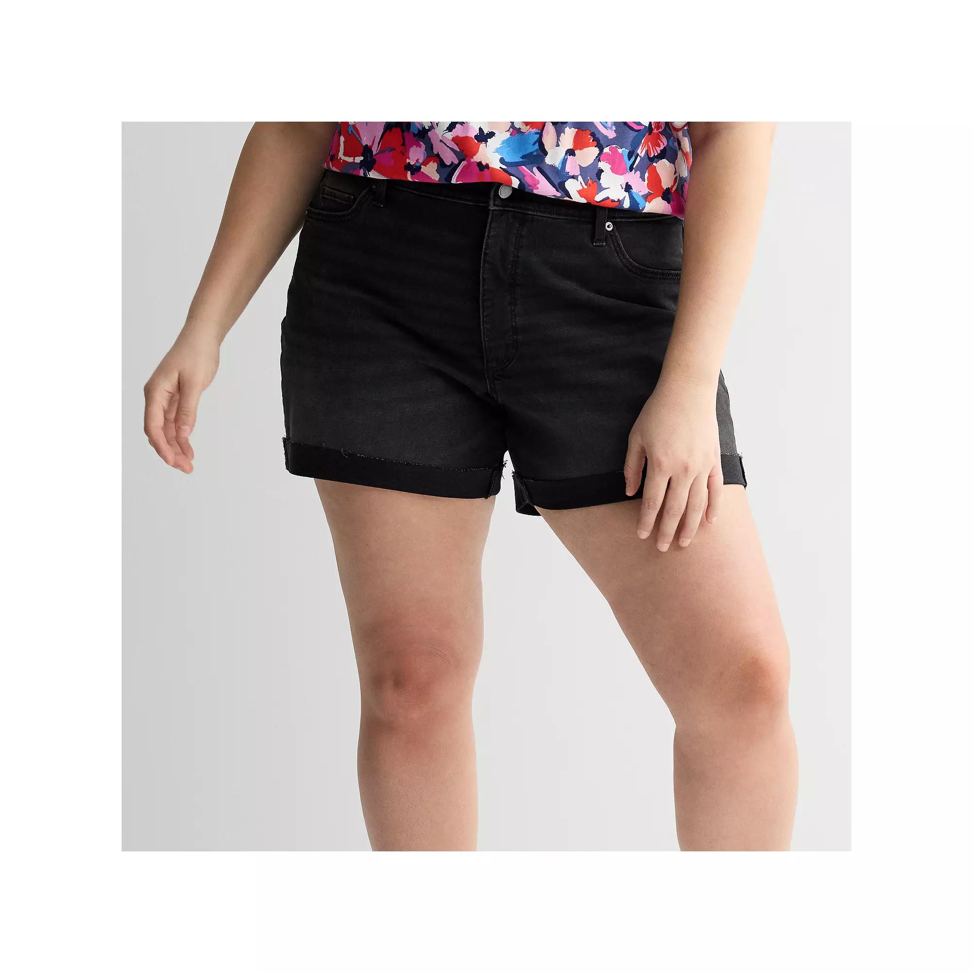 Plus Size Sonoma Goods For Life Mid Rise Roll Cuff Denim Shorts, Womens Product Image