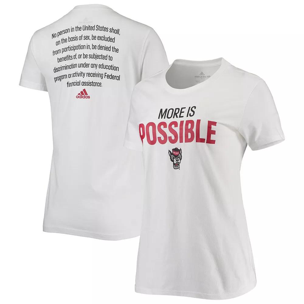 Women's adidas White NC State Wolfpack More Is Possible T-Shirt,  Product Image