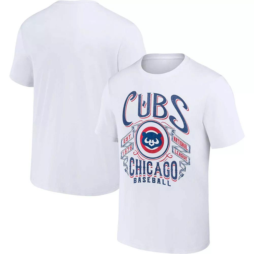Men's Darius Rucker Collection by Fanatics White Chicago Cubs Distressed Rock T-Shirt, Size: Small Product Image