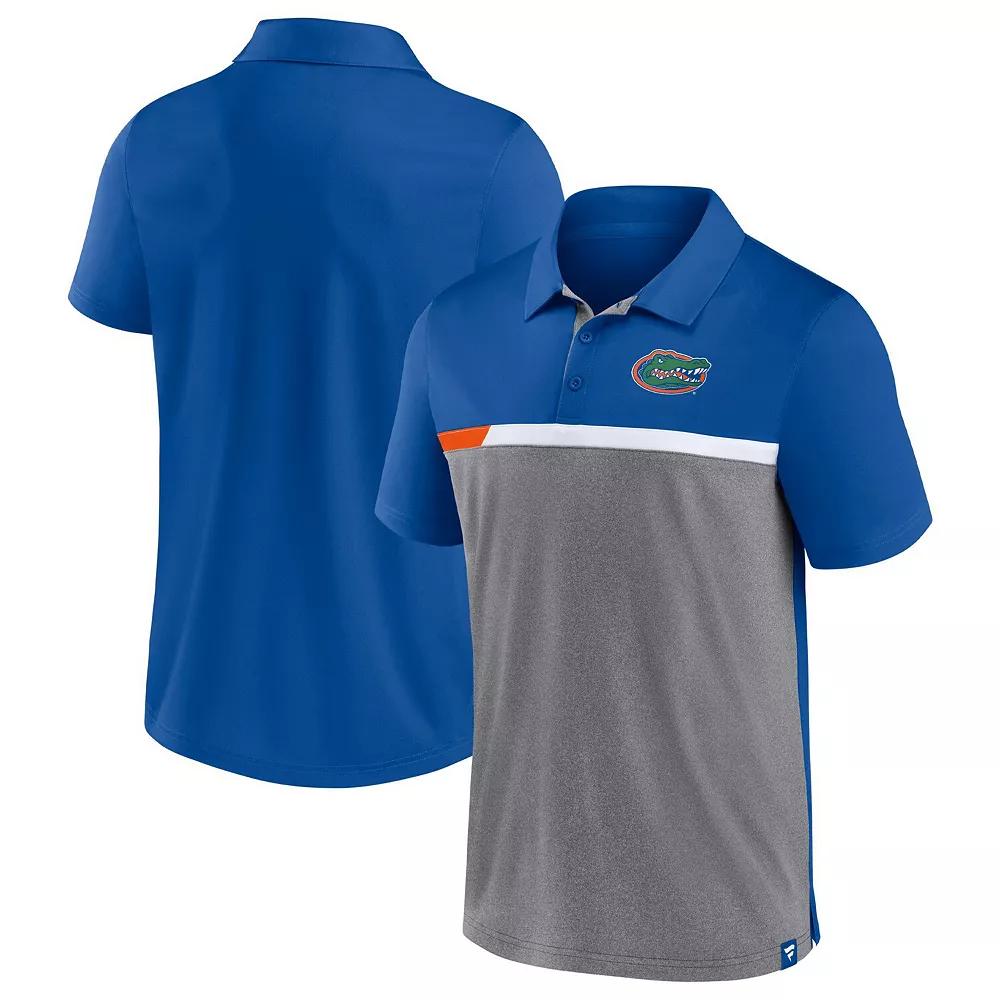 Men's Fanatics Branded Royal/Heathered Gray Florida Gators Split Block Color Block Polo,  Product Image