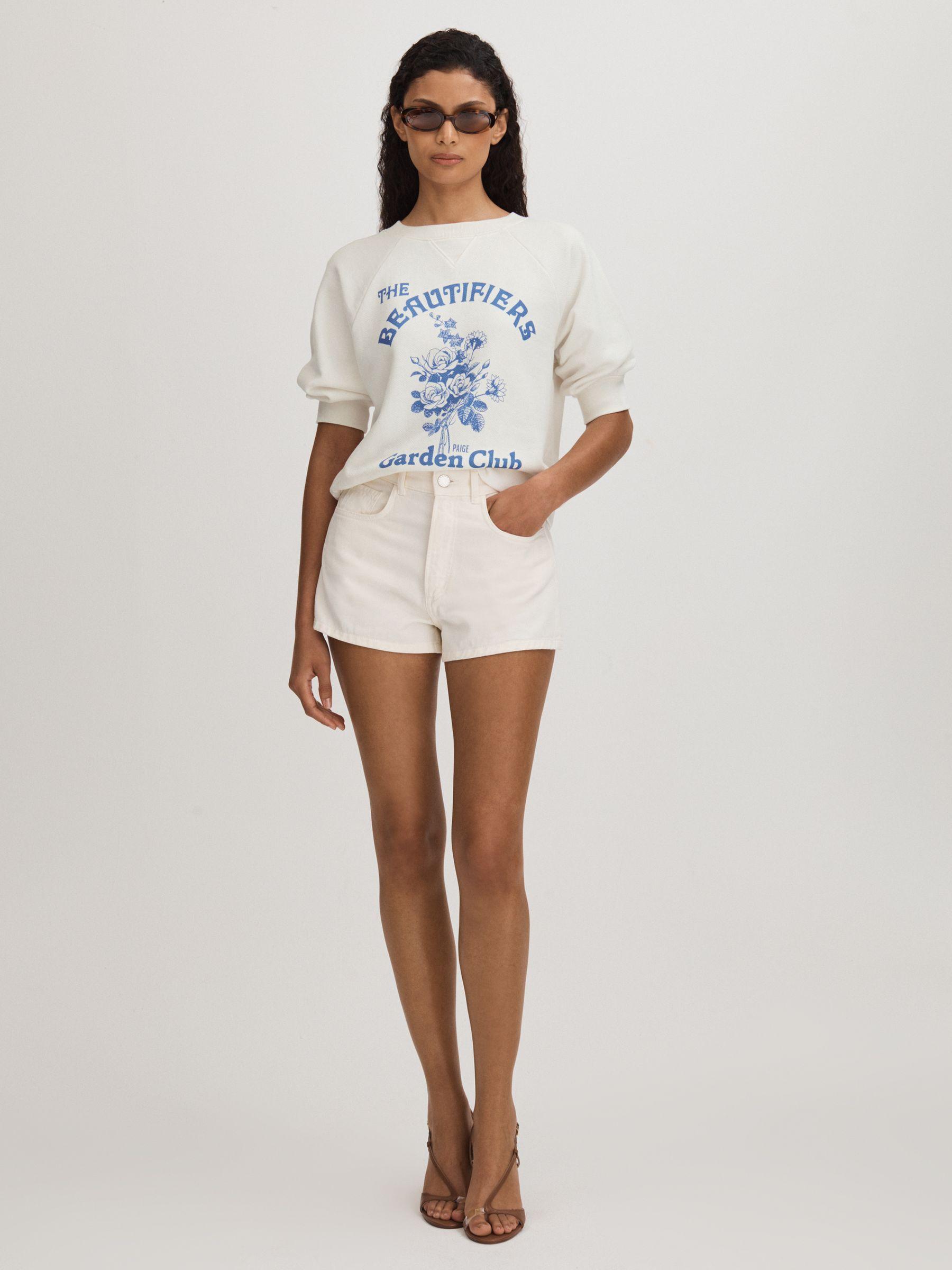 Paige Cotton Terry Graphic Top in White Product Image