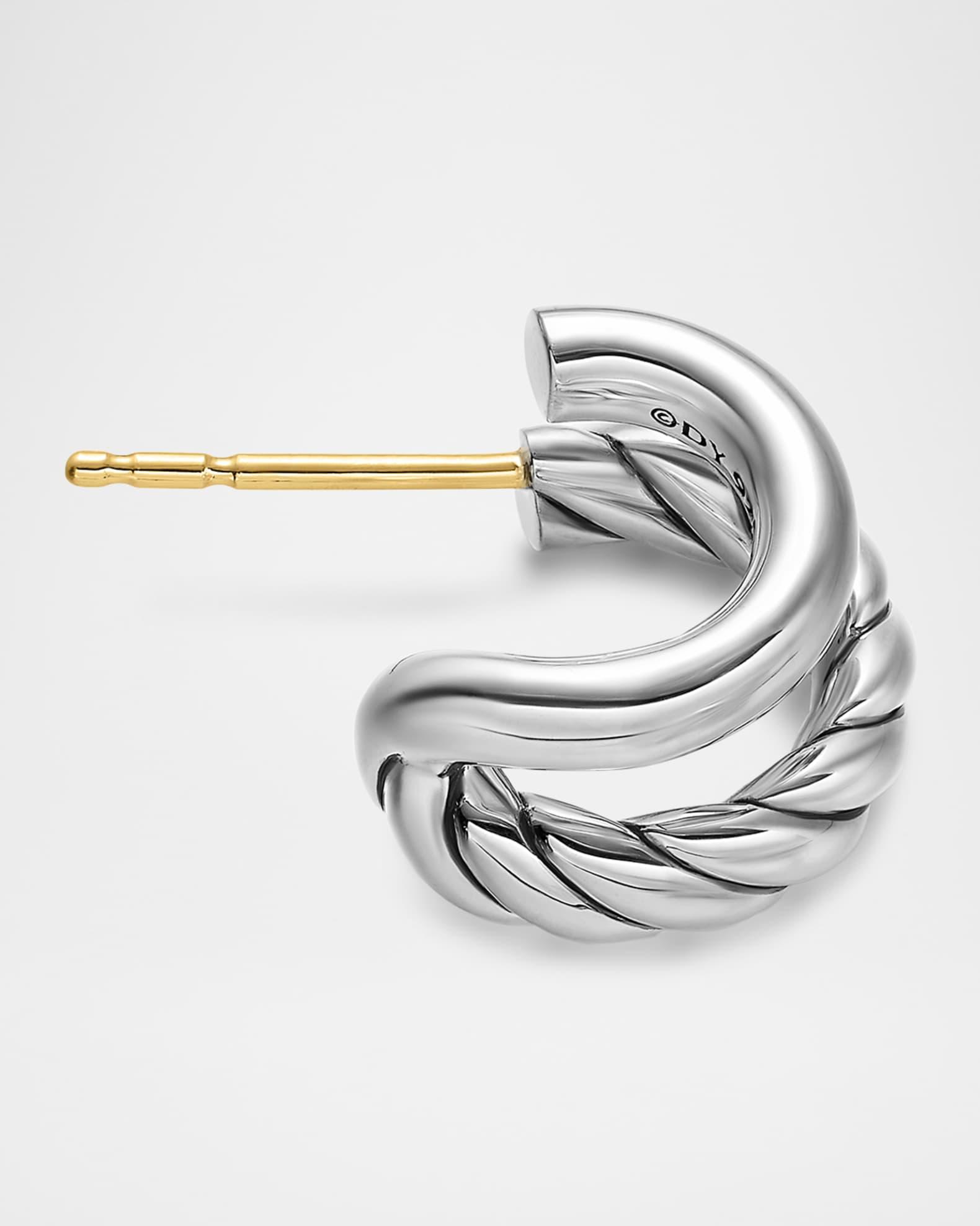 DY Mercer Double Hoop Huggie Earrings in Silver Product Image