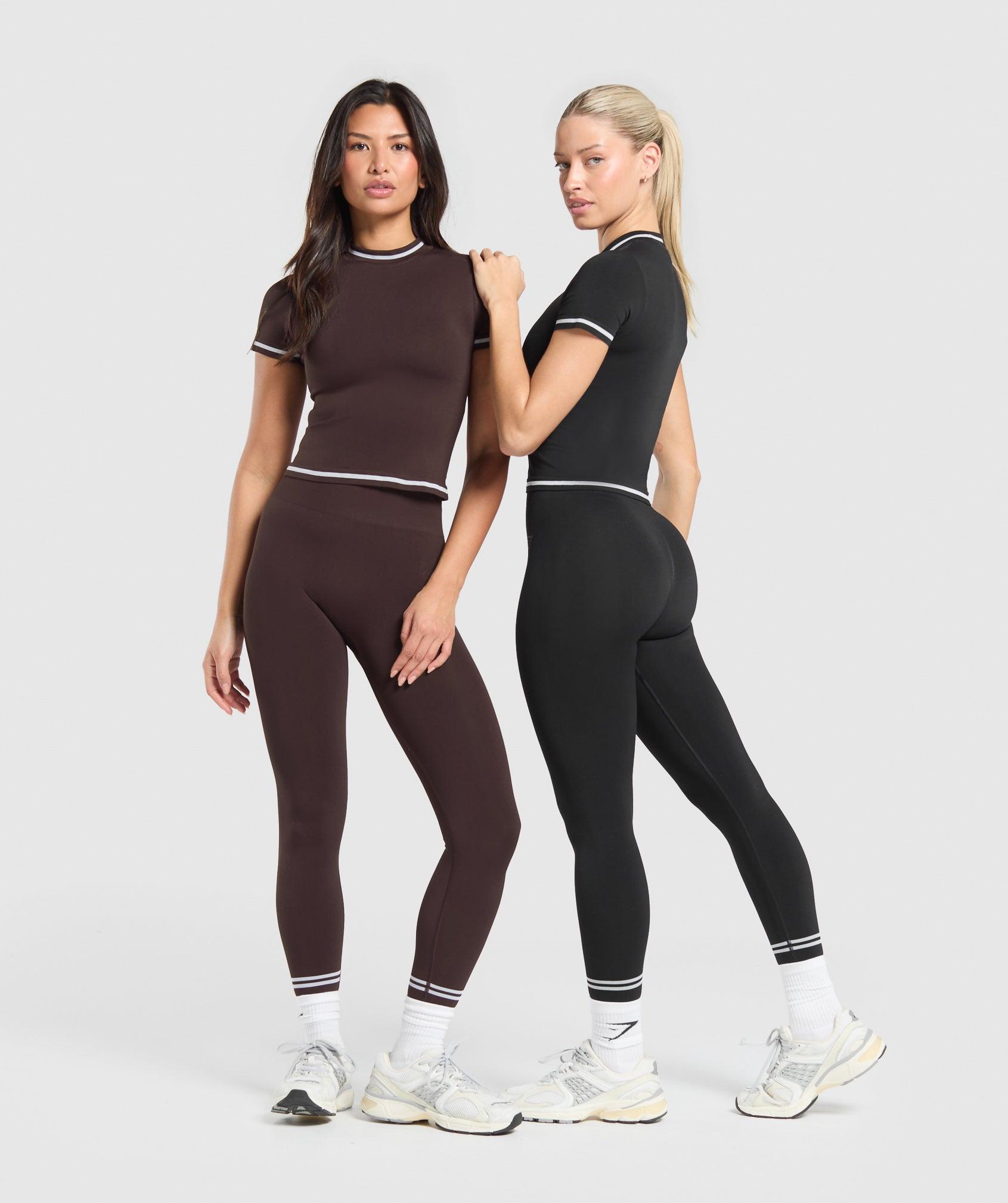 Gymshark Contrast Seamless Midi Tee - Black Female Product Image