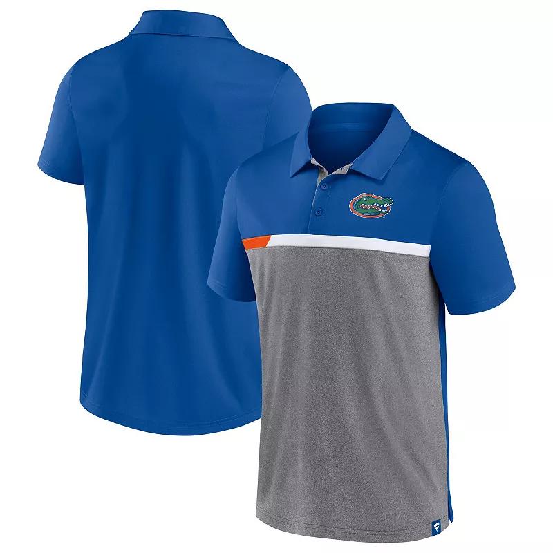 Men's Fanatics Branded Royal/Heathered Gray Florida Gators Split Block Color Block Polo,  Product Image