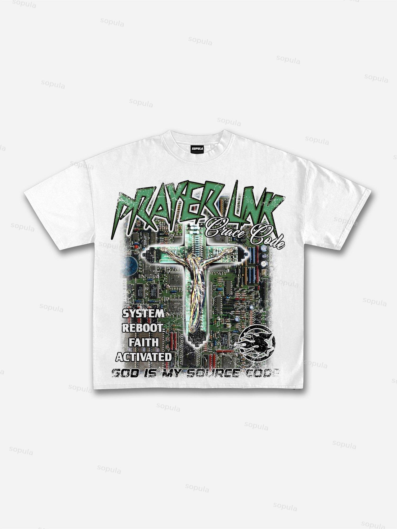 Connecting With God Religion Old Vintage Graphic Cotton T-shirt Product Image