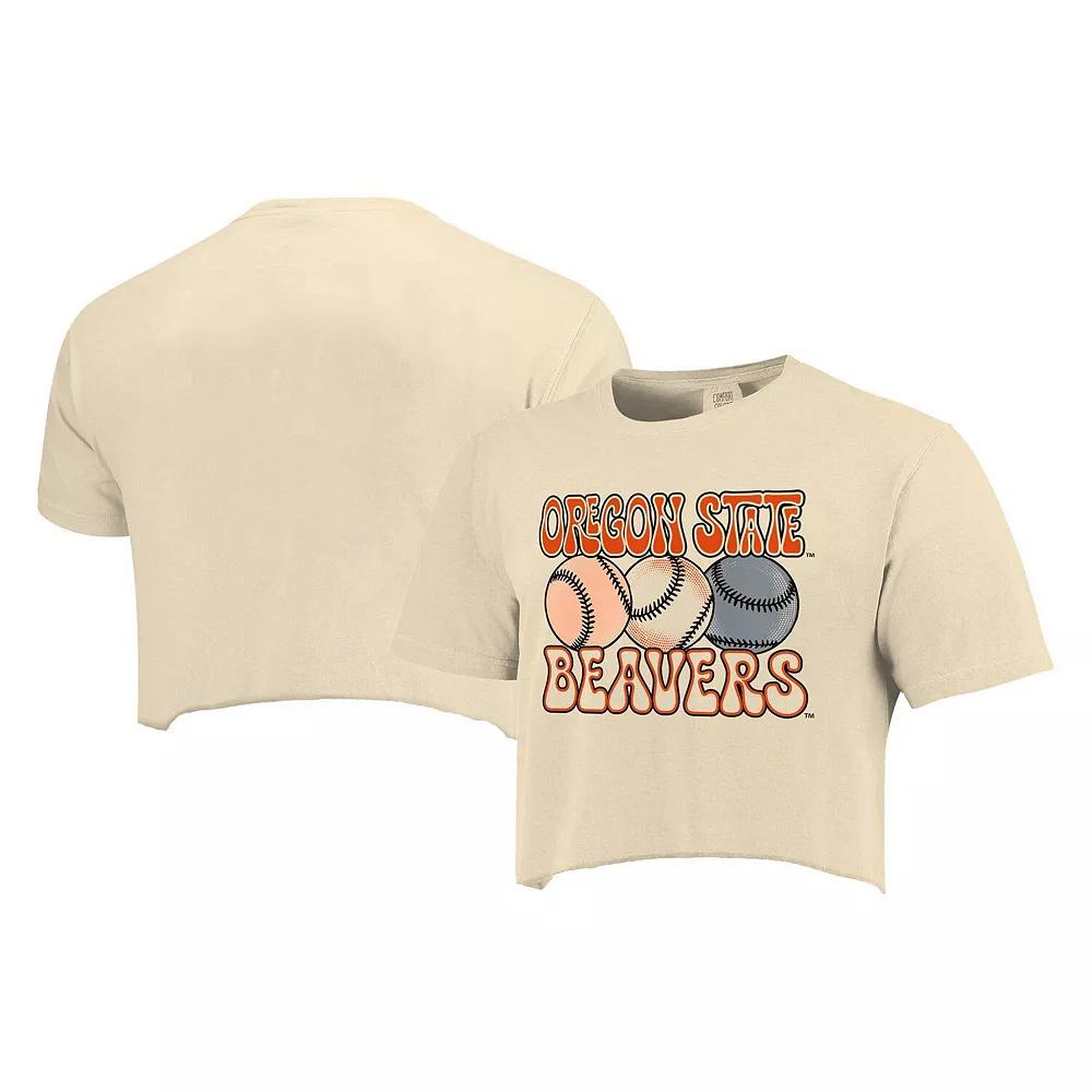 Women's Natural Oregon State Beavers Comfort Colors Baseball Cropped T-Shirt,  Product Image
