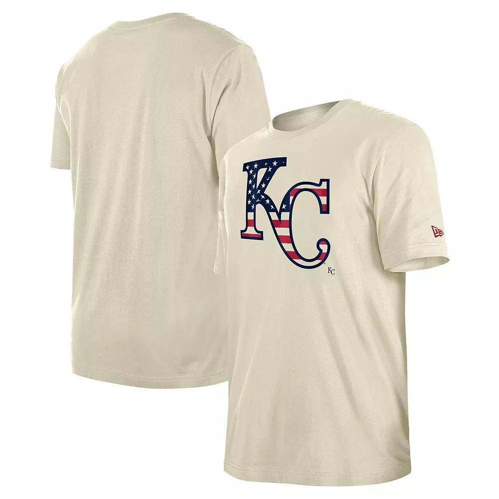 Men's New Era Cream Kansas City Royals Americana Flag Fill T-Shirt,  Product Image