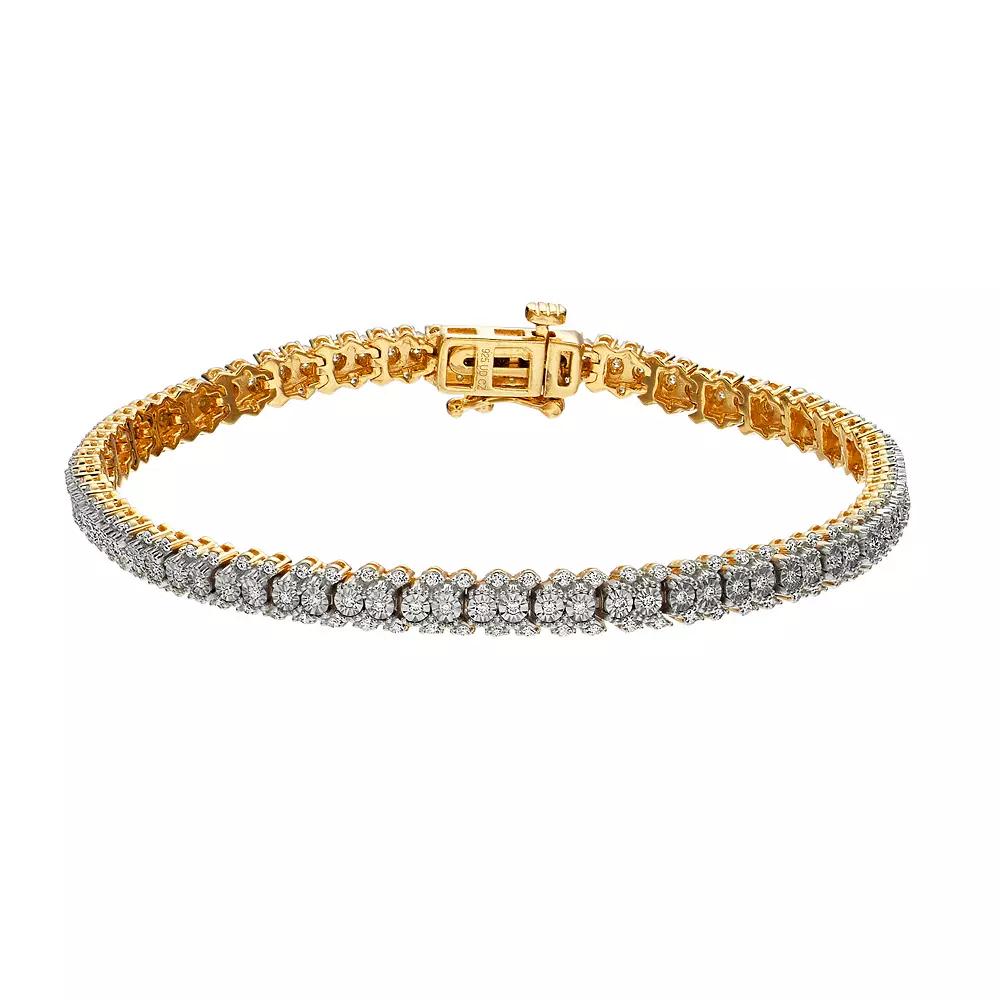Sterling Silver 1 Carat T.W. Diamond Fashion Bracelet, Women's, Size: 7", Gold Tone Product Image