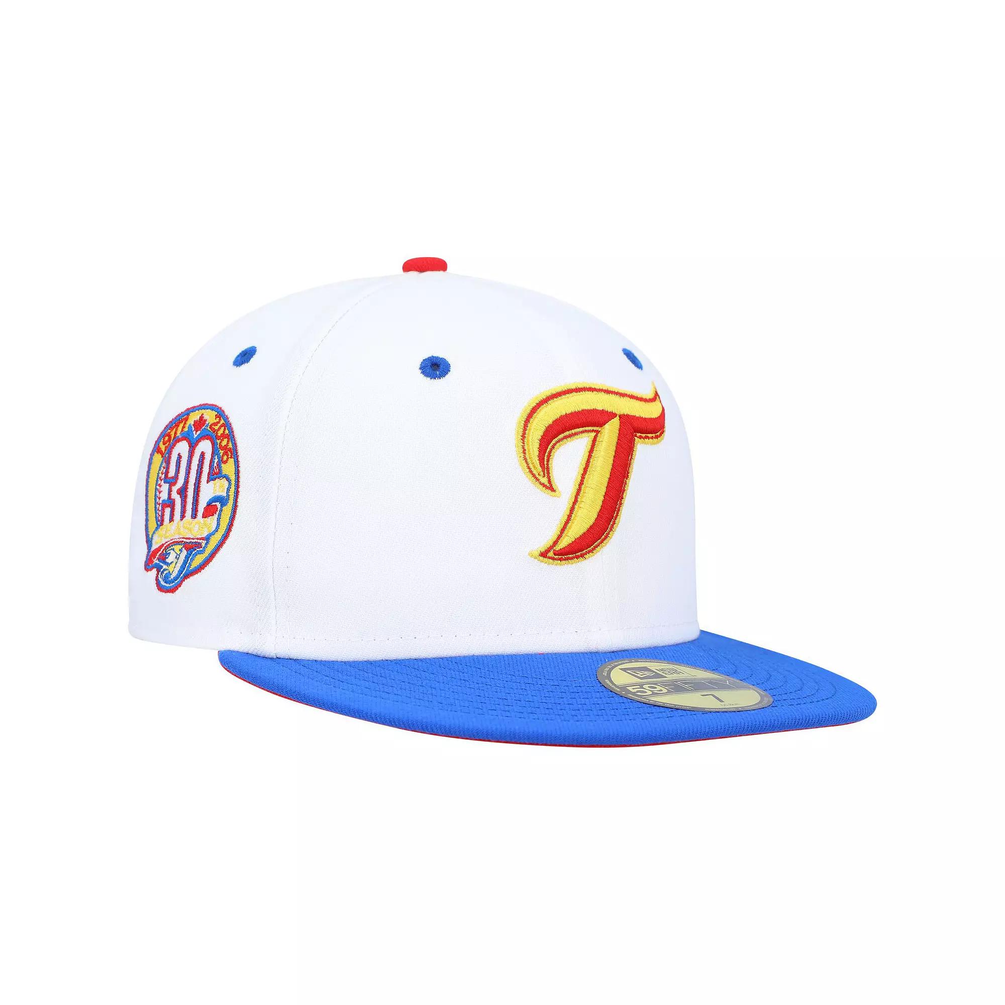 Men's New Era White/Royal Toronto Blue Jays 30th Anniversary Cherry Lolli 59FIFTY Fitted Hat,  Product Image