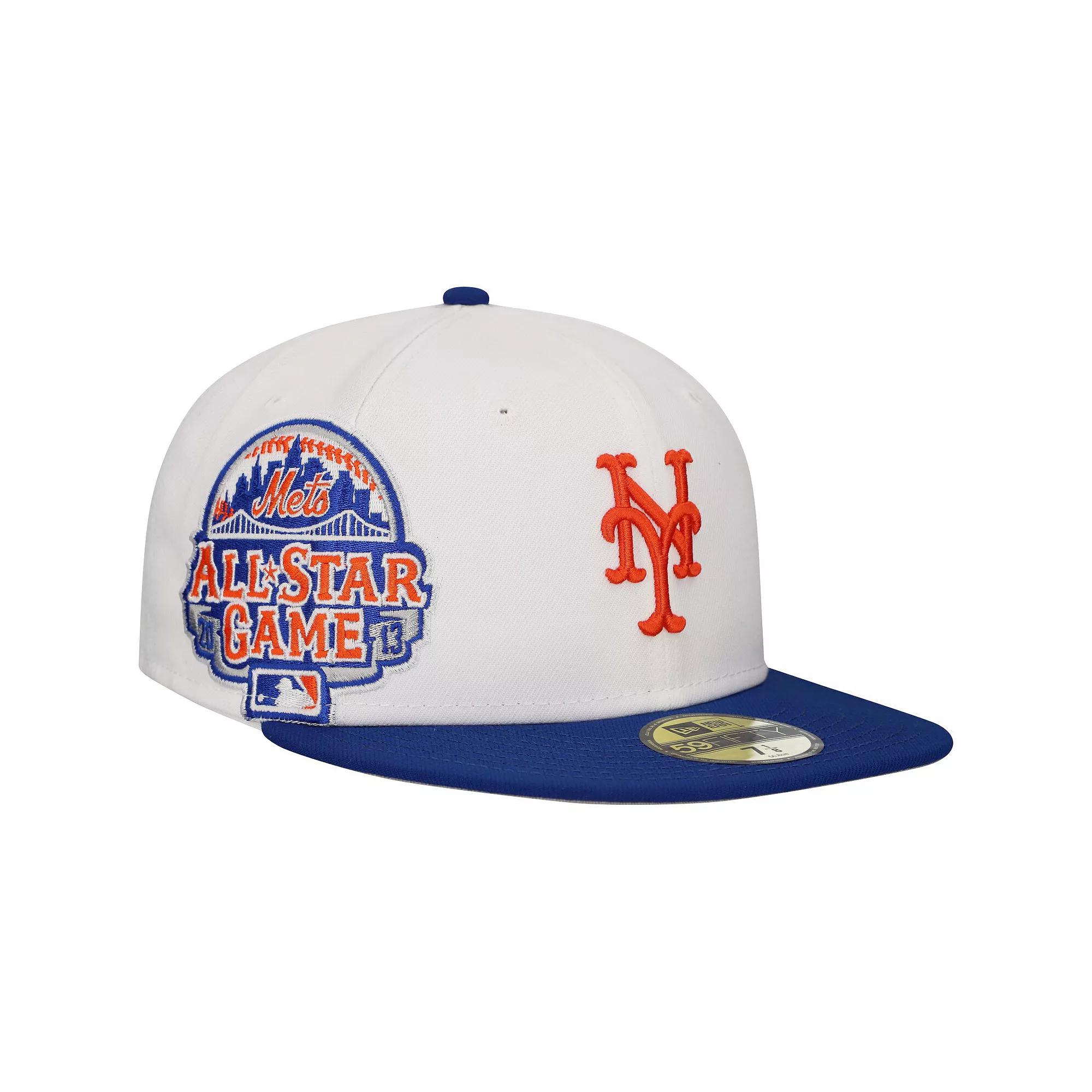Men's New Era White/Royal New York Mets Major Sidepatch 59FIFTY Fitted Hat,  Product Image
