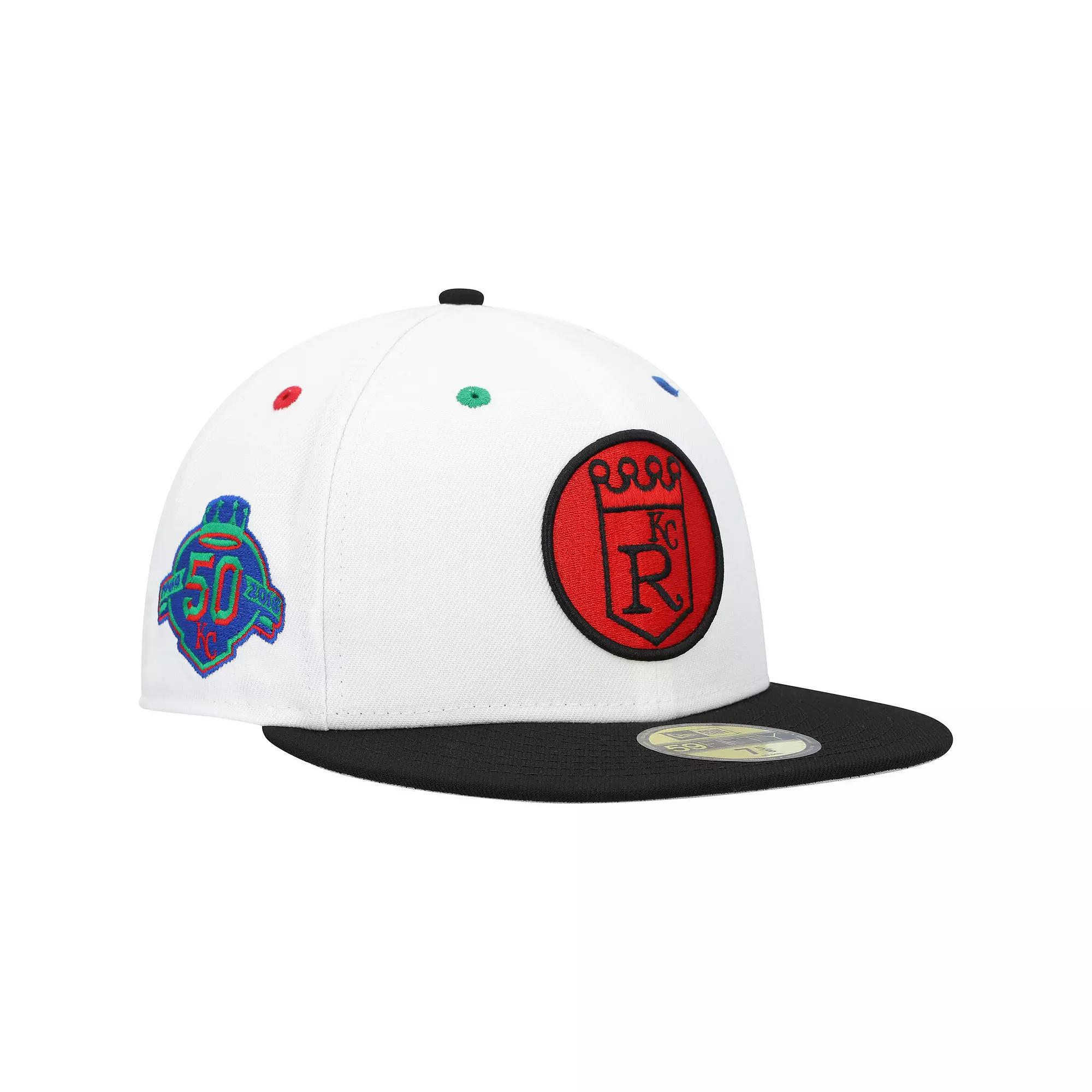 Men's New Era White/Black Kansas City Royals Primary Eye 59FIFTY Fitted Hat,  Product Image