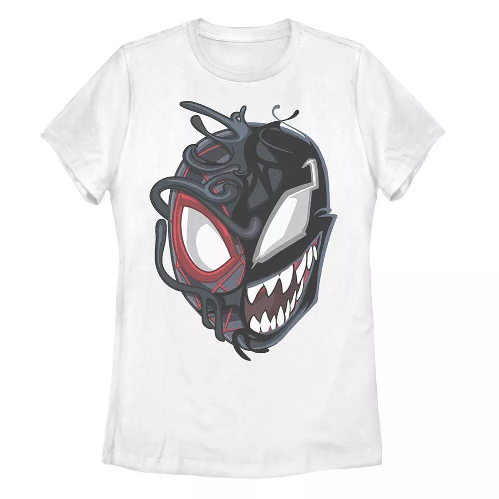 Juniors' Marvel Spider-Man Venom Miles Split Face Tee, Girl's, Size: Medium, White Product Image