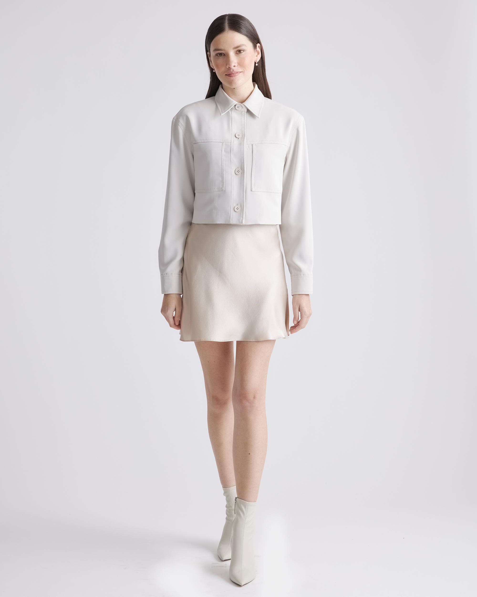 Quince | Women's Stretch Crepe Cropped Jacket Size XL, Recycled Polyester / Spandex Product Image