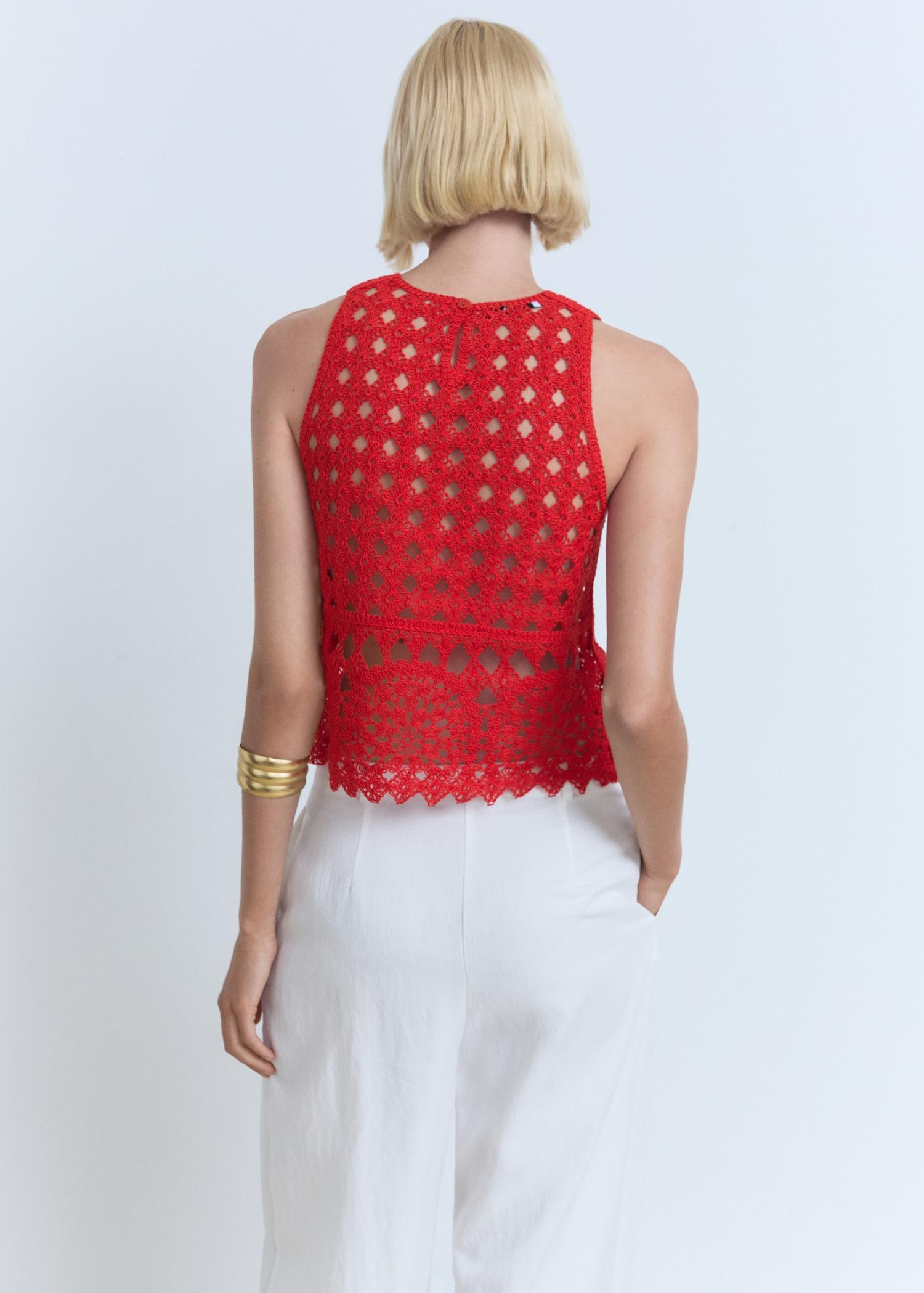 Crochet knitted top - Women | MANGO USA Product Image