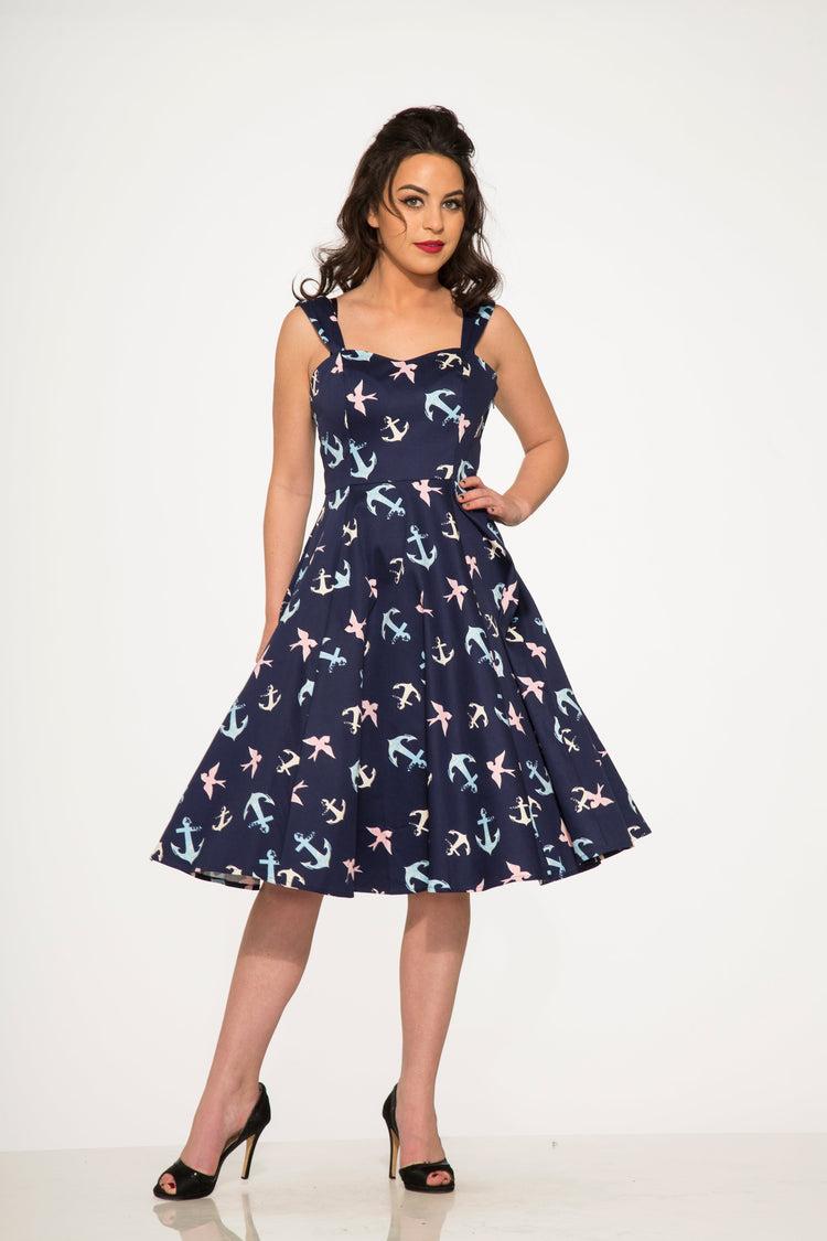 Blue Swallows & Anchor Swing Dress Product Image