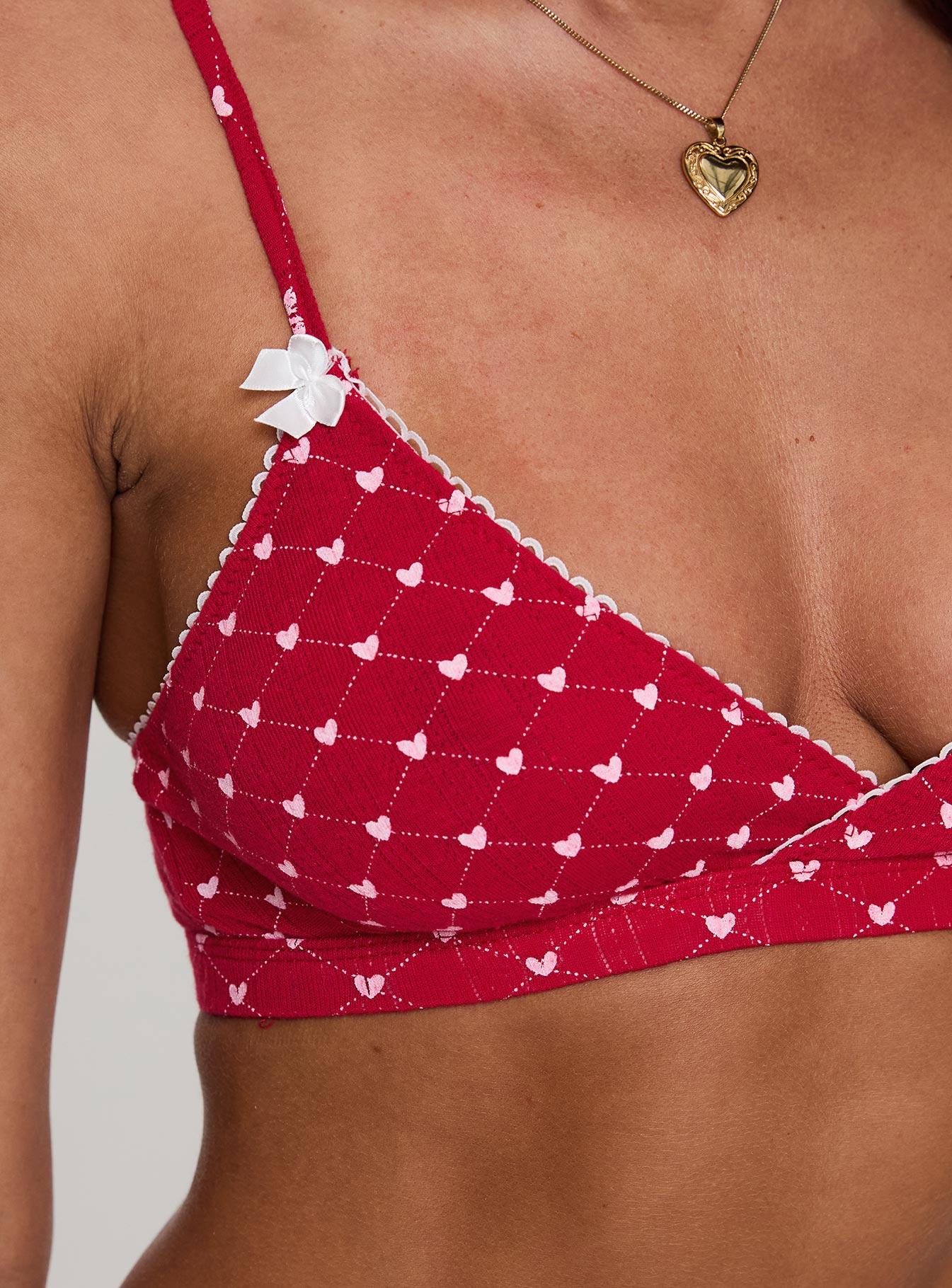 Slumber Pointelle Sleep Bralette Red Product Image