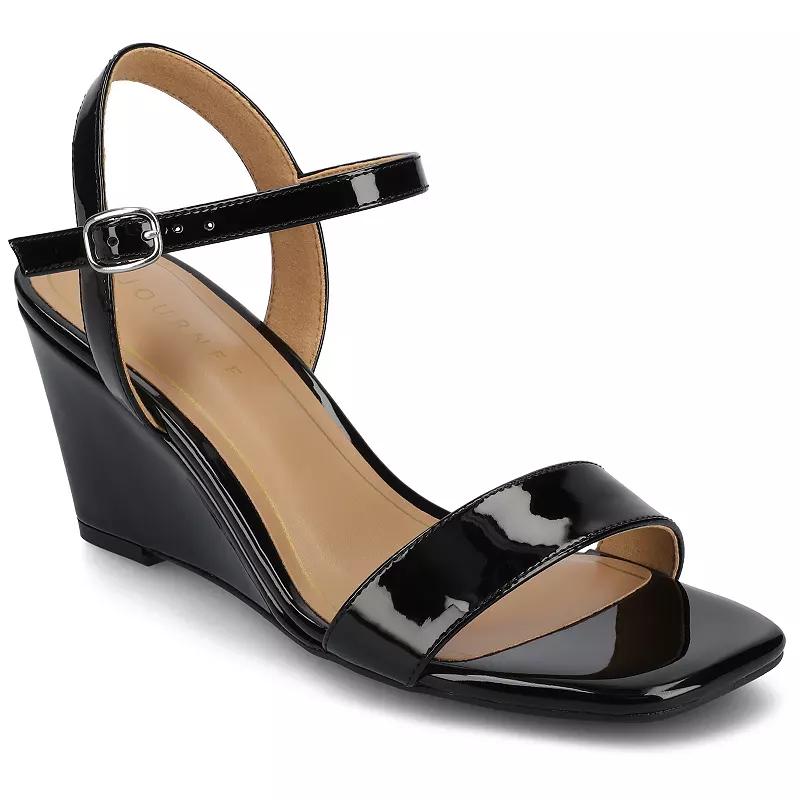 Journee Clayr Women's Ankle Strap Wedge Heels,  Product Image