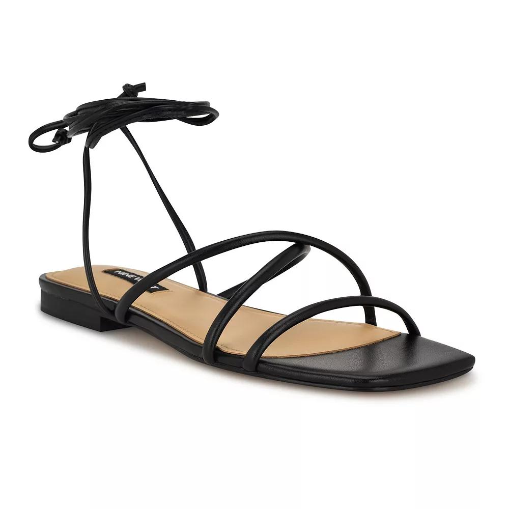 Nine West Mikila Women's Square Toe Slip-On Flat Sandals, Size: 6.5, Black Product Image