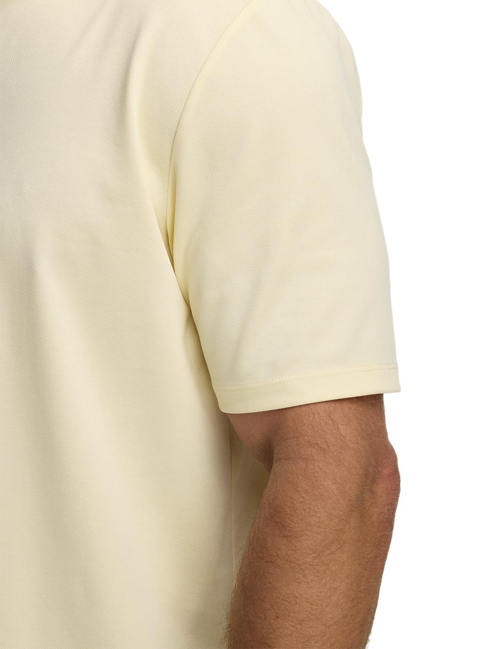 Cotton Blend Three Button Polo - Light Yellow Product Image