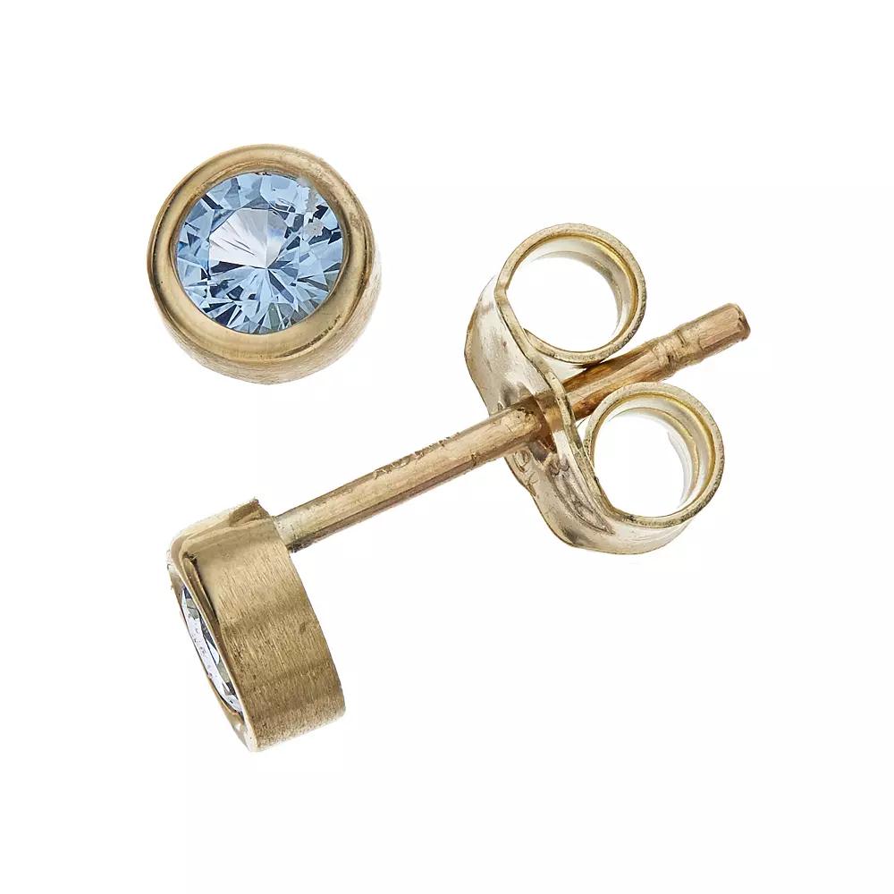 Kristen Kesho 10k Gold Round Birthstone Bezel Stud Earrings, Women's, December Product Image