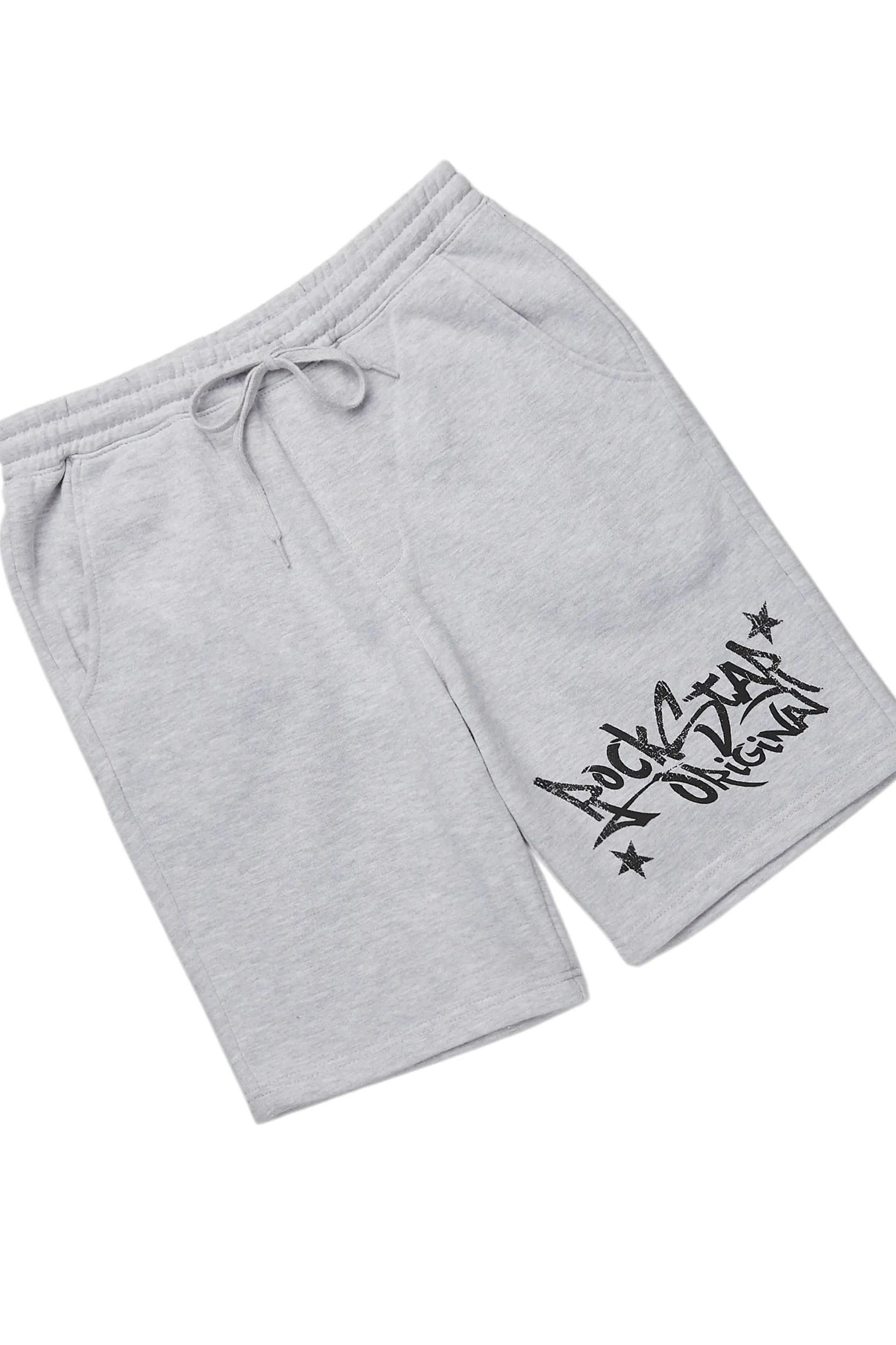 All Seeing Eyes White/Grey Long Sleeve T-Shirt Short Set Male Product Image