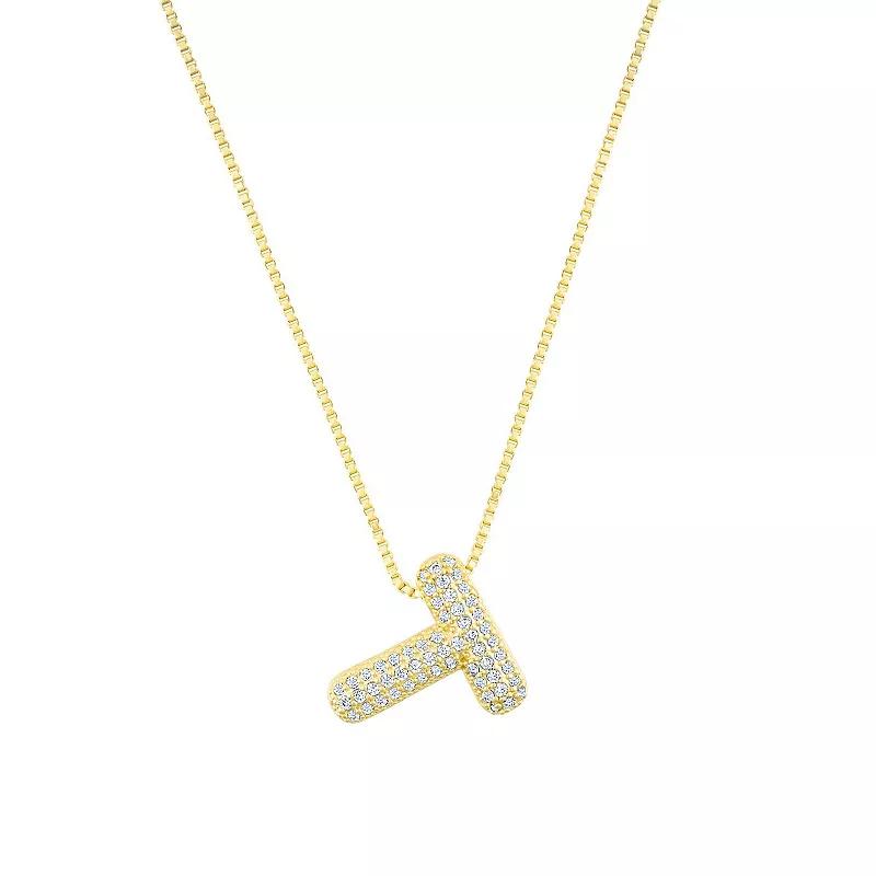 Adornia 14k Gold Plated Pave Bubble Letter Necklace, Womens Product Image
