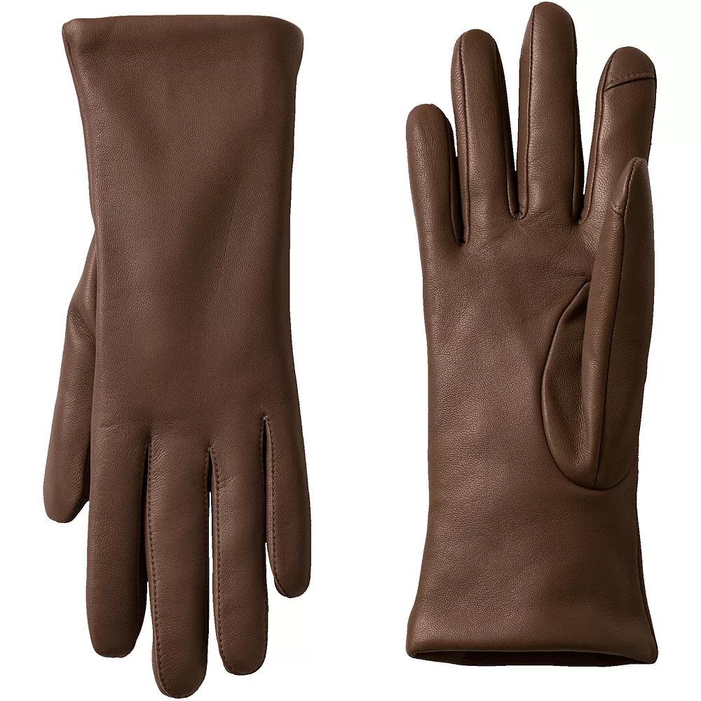 Women's Lands' End Touch Screen Compatible Leather Gloves with Cashmere Lining,  Product Image