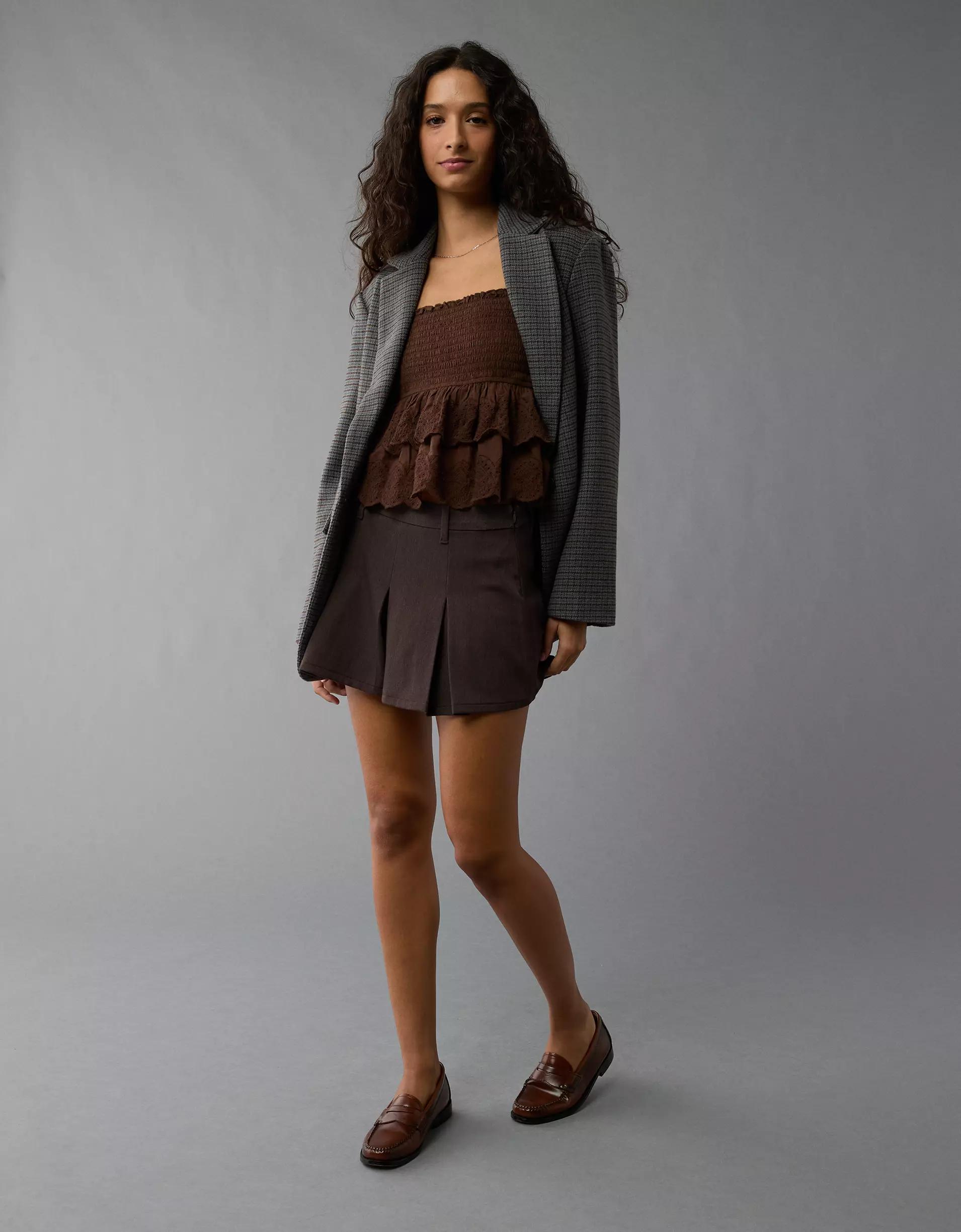 AE Long-Sleeve Smocked Tiered Top Product Image