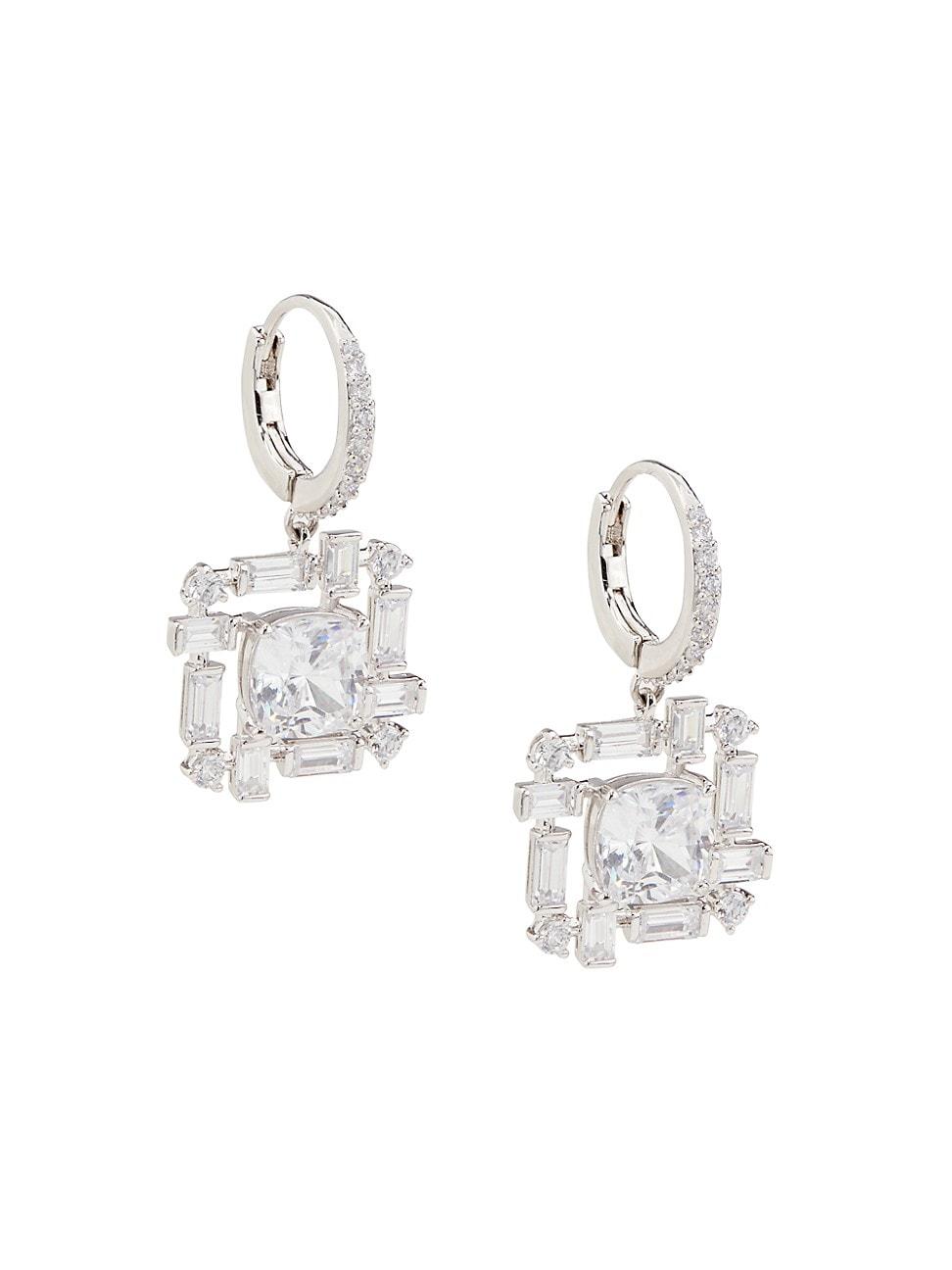 Womens Gwen Rhodium-Plated & Cubic Zirconia Cluster Drop Earrings Product Image