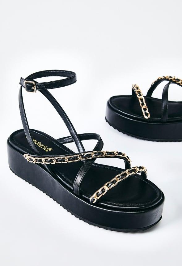 JustFab Margaux Platform Loafer Pump Womens Black/ White Size 8.5 Product Image