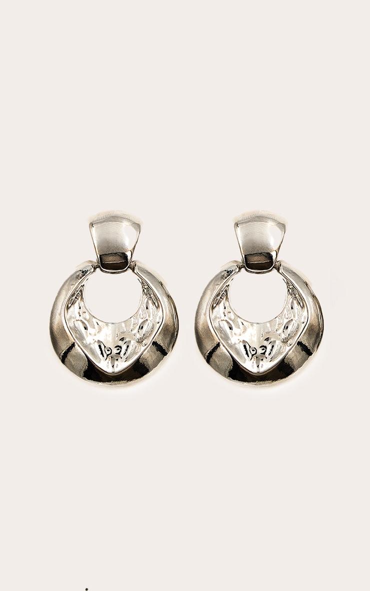 Silver Hammered Door Knocker Earrings Product Image
