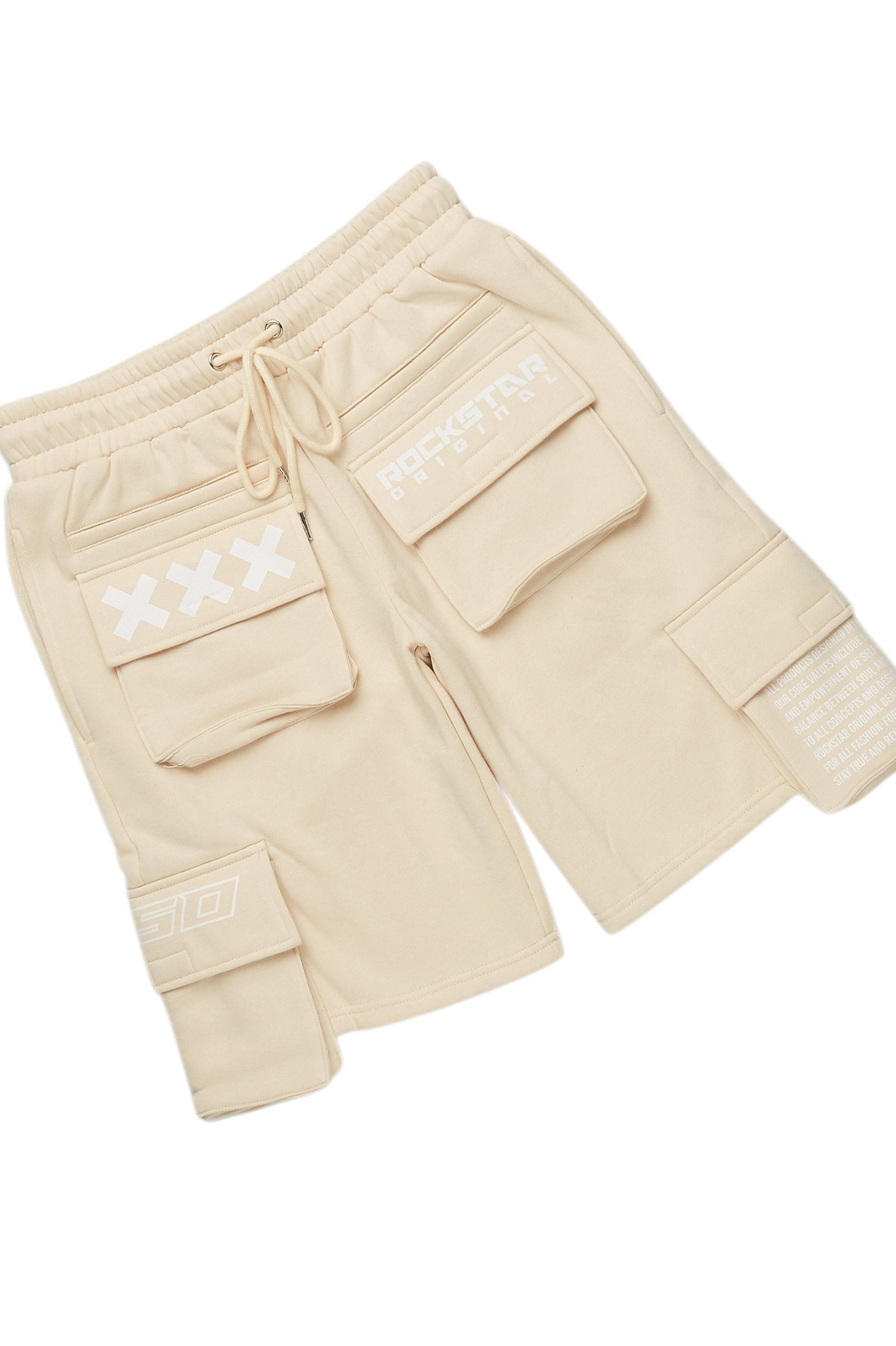 Jash Beige/White Short Set Male Product Image