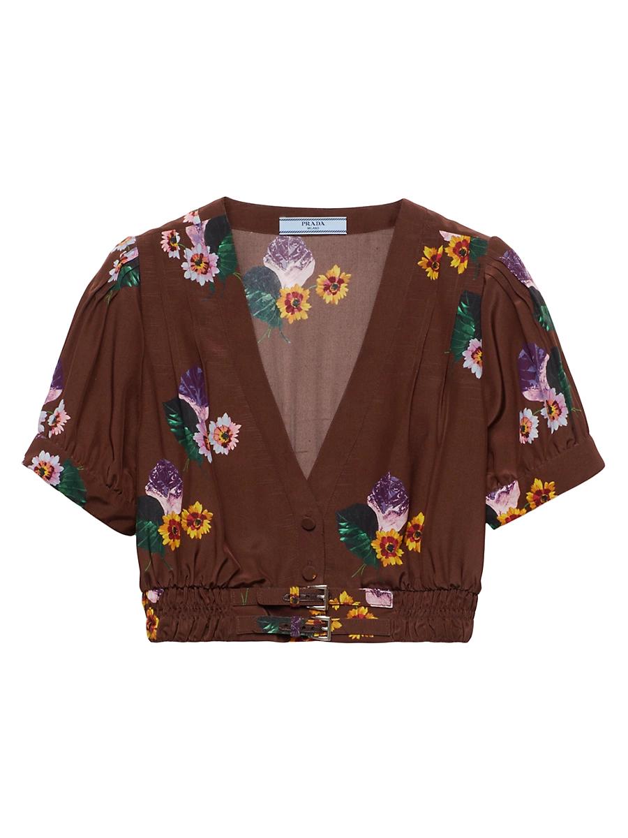Womens Cropped Printed Ponge Shirt Product Image