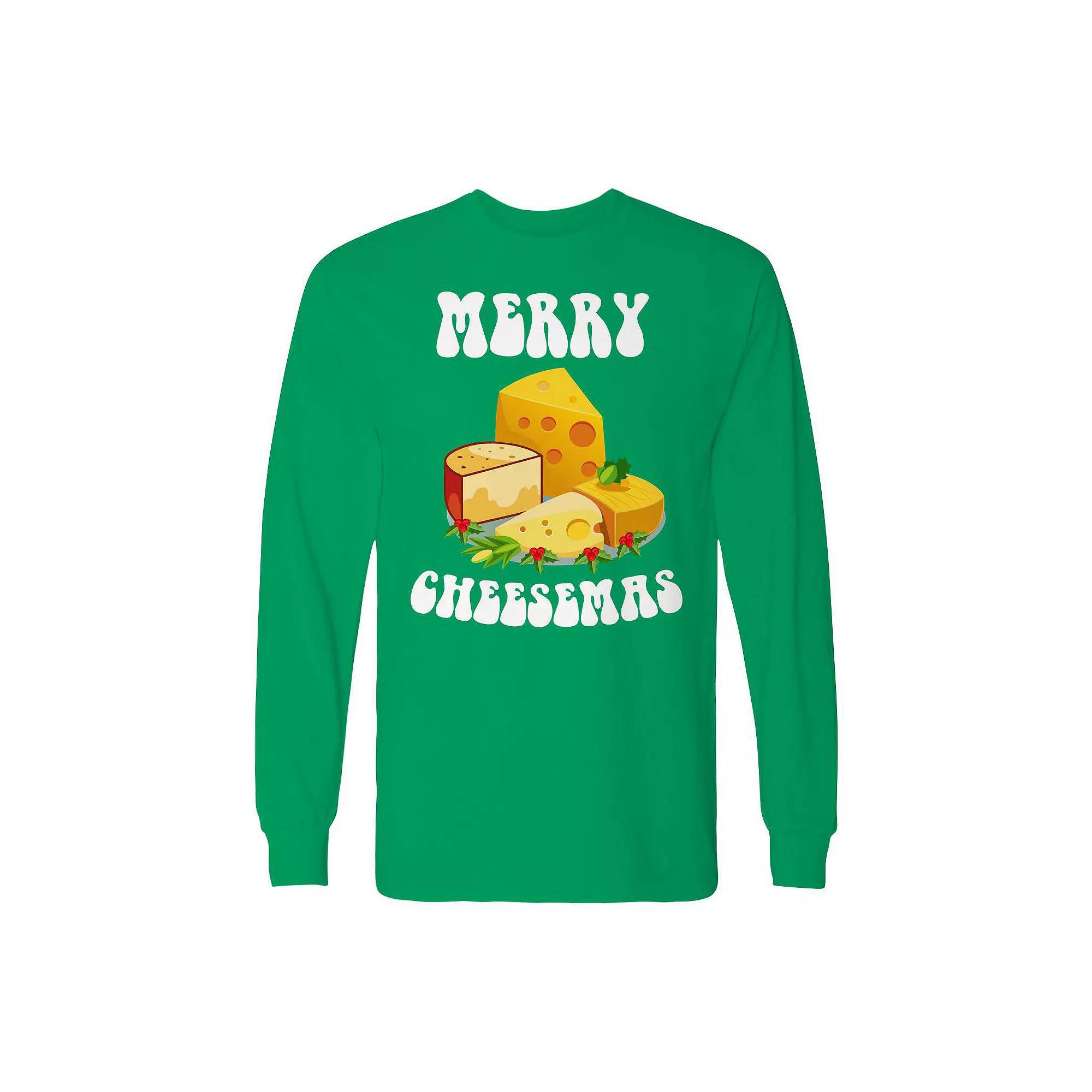 Men's Christmas Merry Cheesemas Long Sleeve Graphic Tee, Adult Unisex,  Product Image