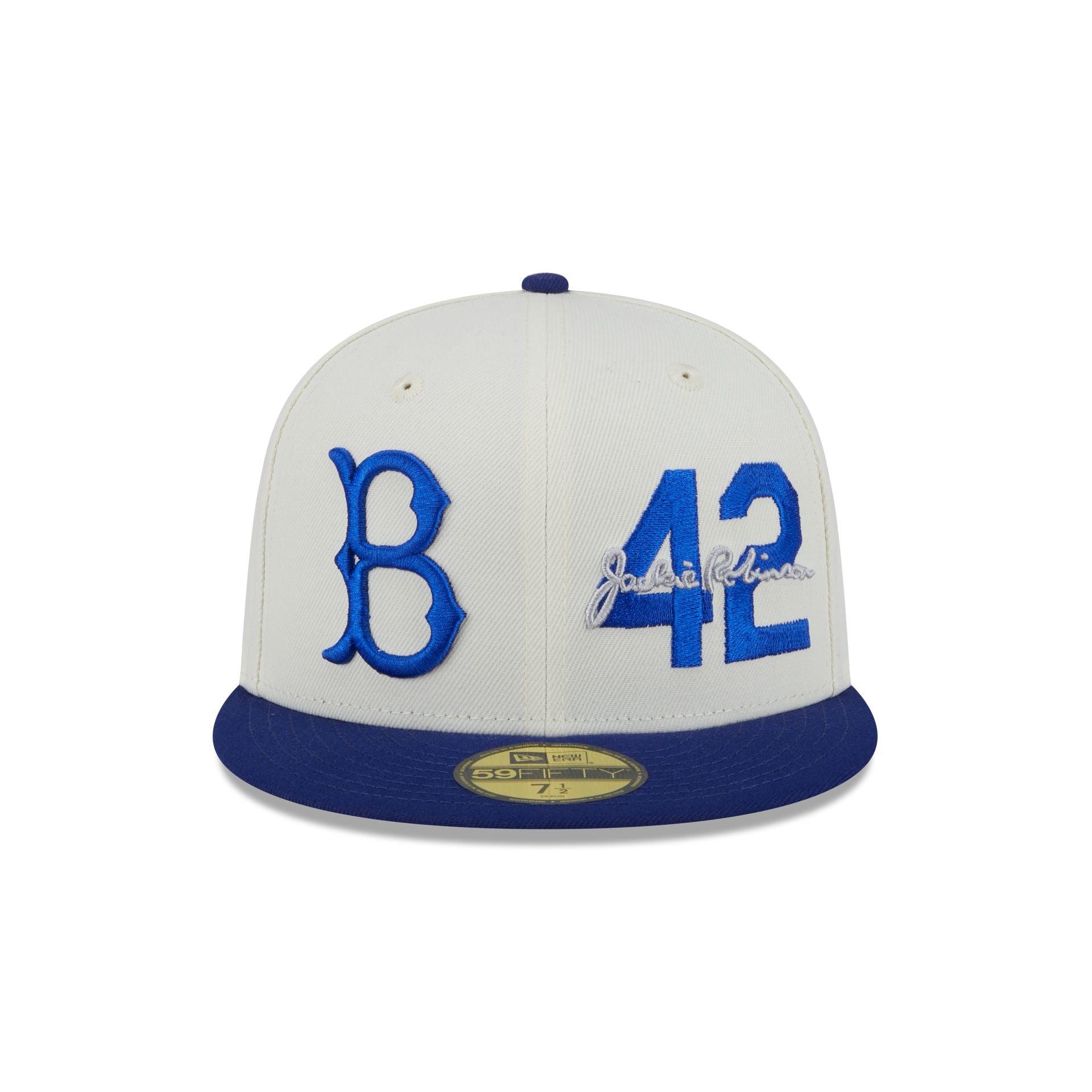 Brooklyn Dodgers Jackie Robinson Chrome White 59FIFTY Fitted Hat Male Product Image
