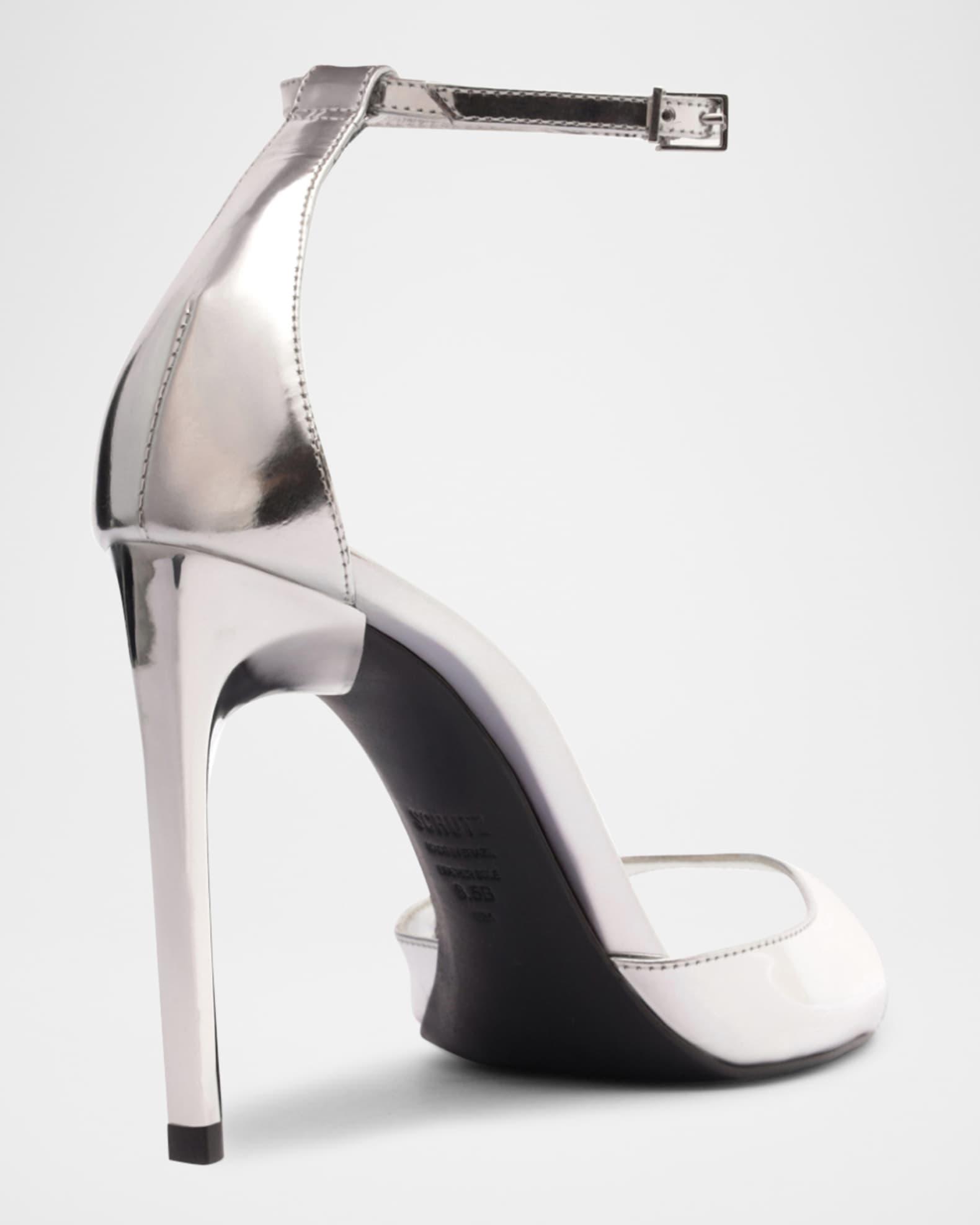 Scarlett Metallic Leather Ankle-Strap Stiletto Sandals Product Image
