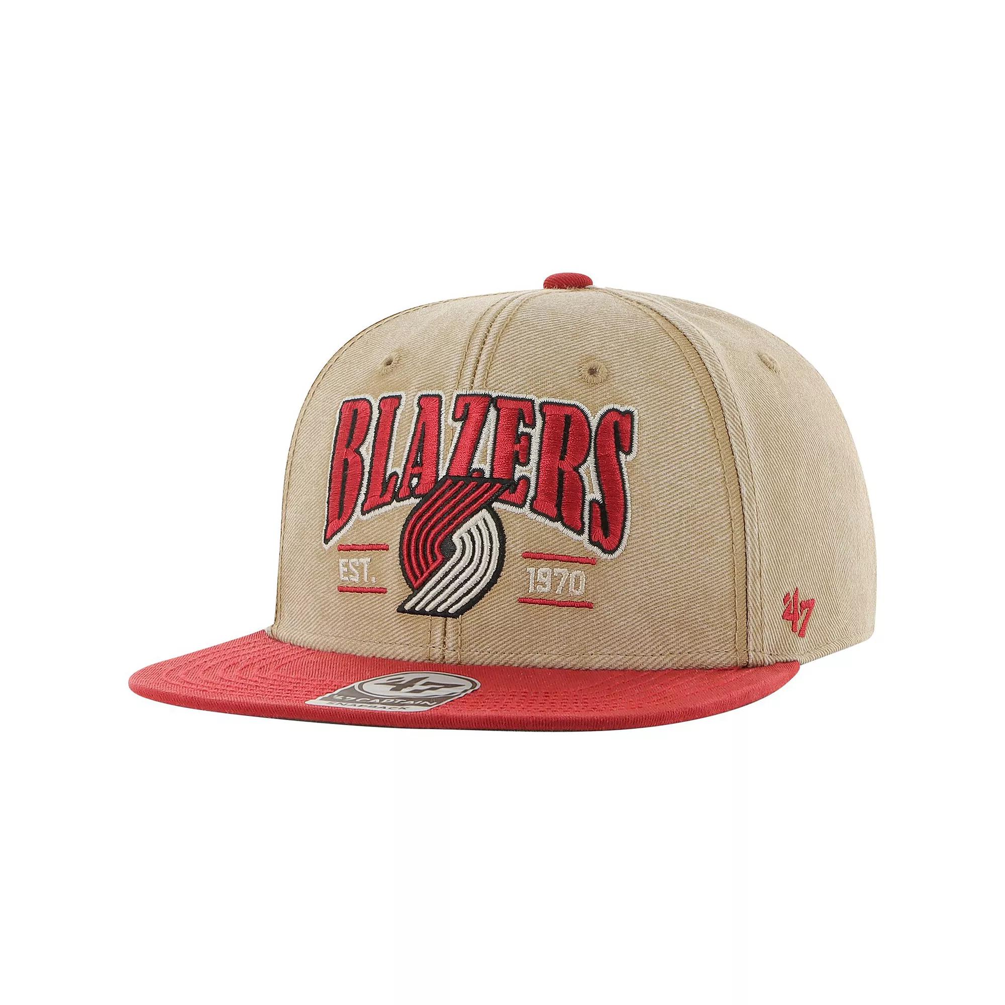 Men's '47 Khaki/Red Portland Trail Blazers Chilmark Captain Snapback Hat, Beig K Product Image