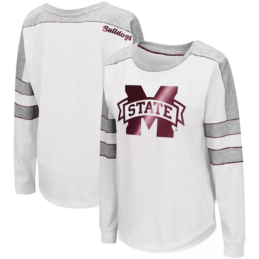 Women's Colosseum White Mississippi State Bulldogs Trey Dolman Long Sleeve T-Shirt, Size: Small, Mst White Product Image