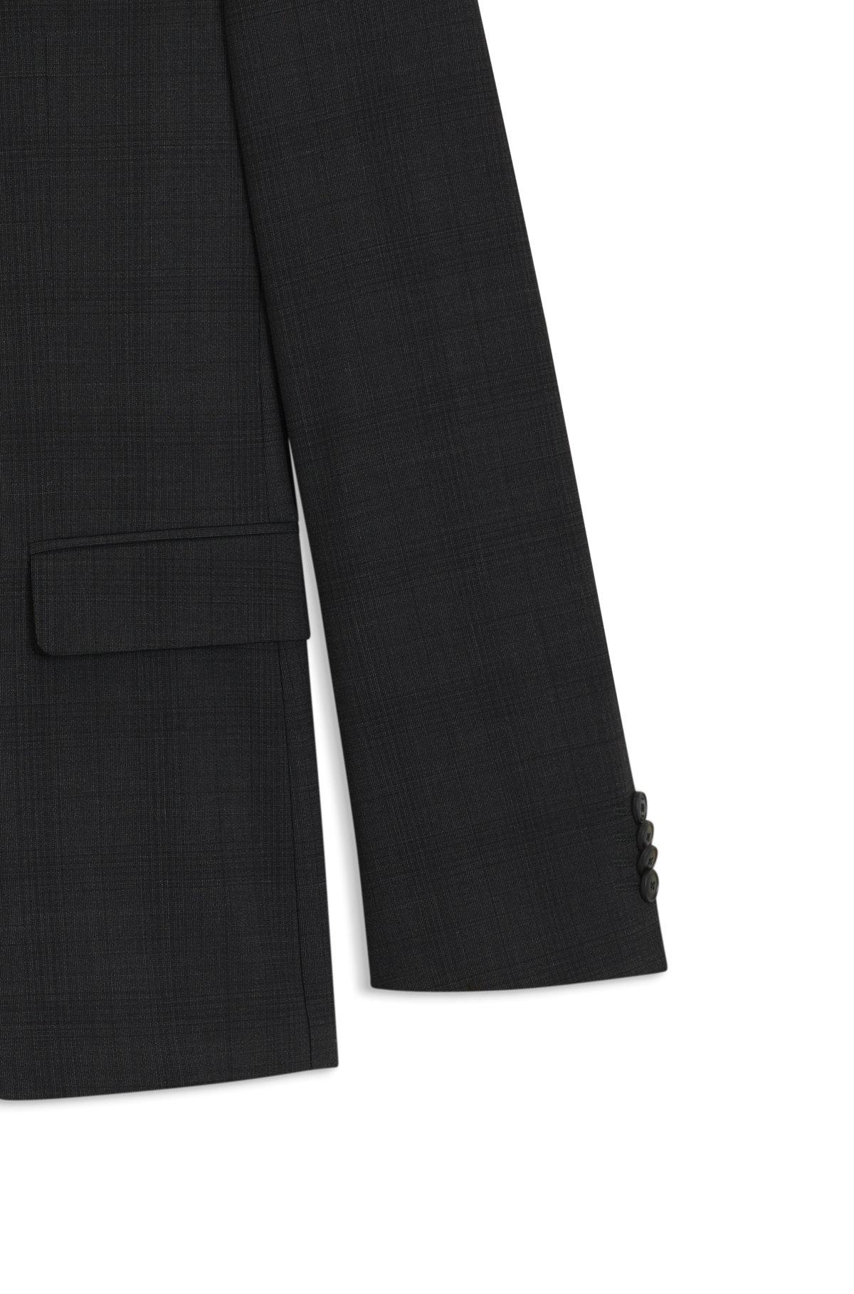 BOSS - Slim-fit suit in checked crease-resistant stretch wool - Black Product Image