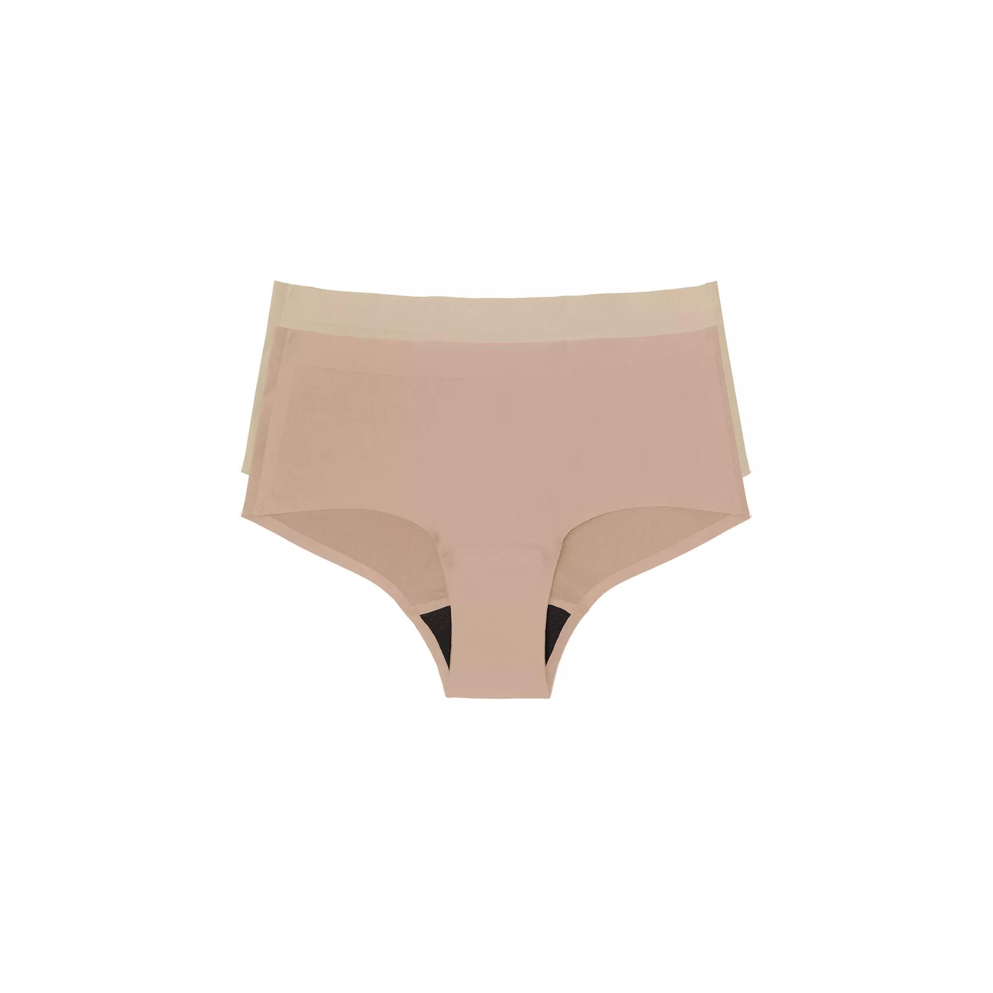 Women's the natural® Leakproof Boyshort Panty 2 Pack 6058, Size: Large, Neutral Beige Product Image