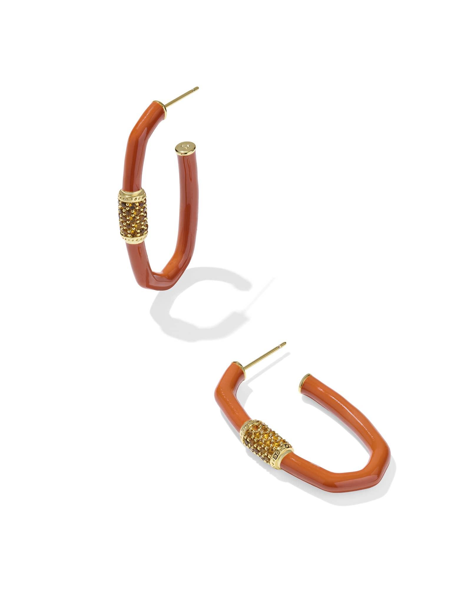 Emery Gold Large Enamel Hoop Earrings Product Image