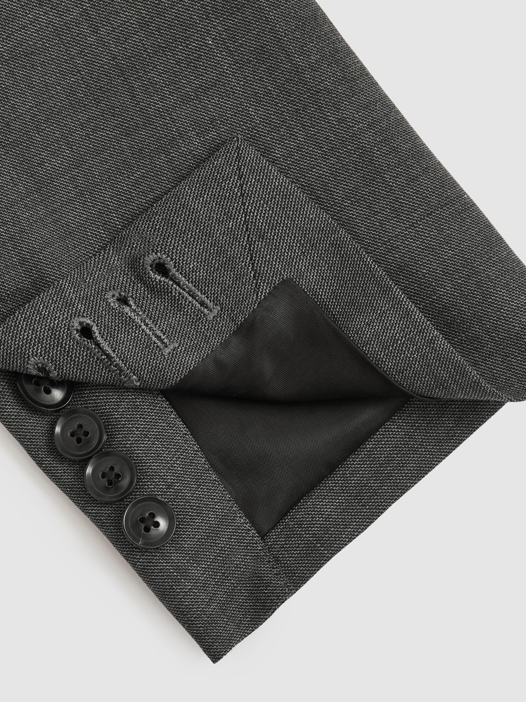 Regular-Fit Double-Breasted Sharkskin Wool-Blend Suit Blazer in Charcoal Grey Product Image