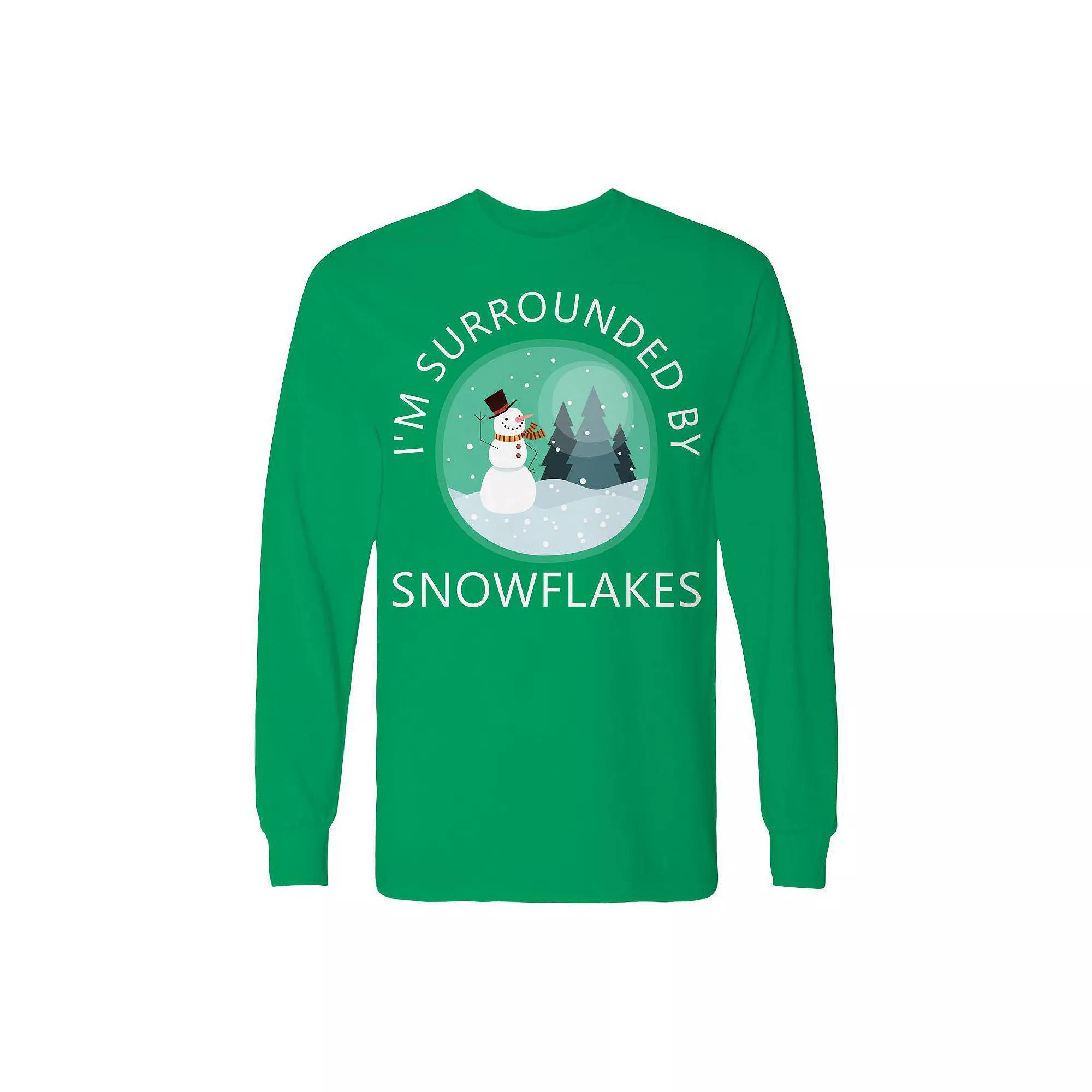 Men's Christmas Surrounded Snowflakes Long Sleeve Graphic Tee, Adult Unisex,  Product Image